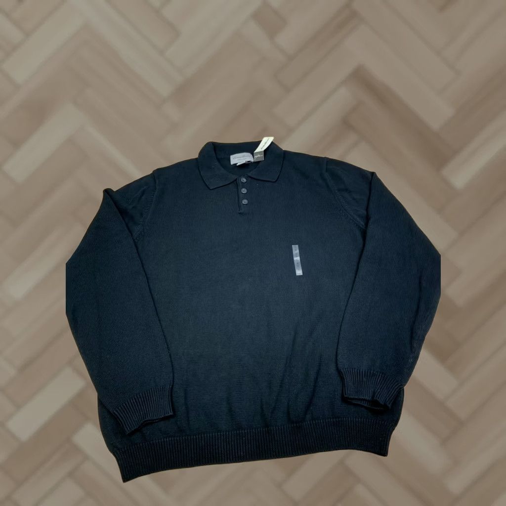 Eddie Bauer VINTAGE Eddie Bauer Polo Sweater Shirt Mens L Black Cotton Knit Long Sleeve Button Pullover Winter Fall 13345 Size US L / EU 52-54 / 3 - 1 Thumbnail