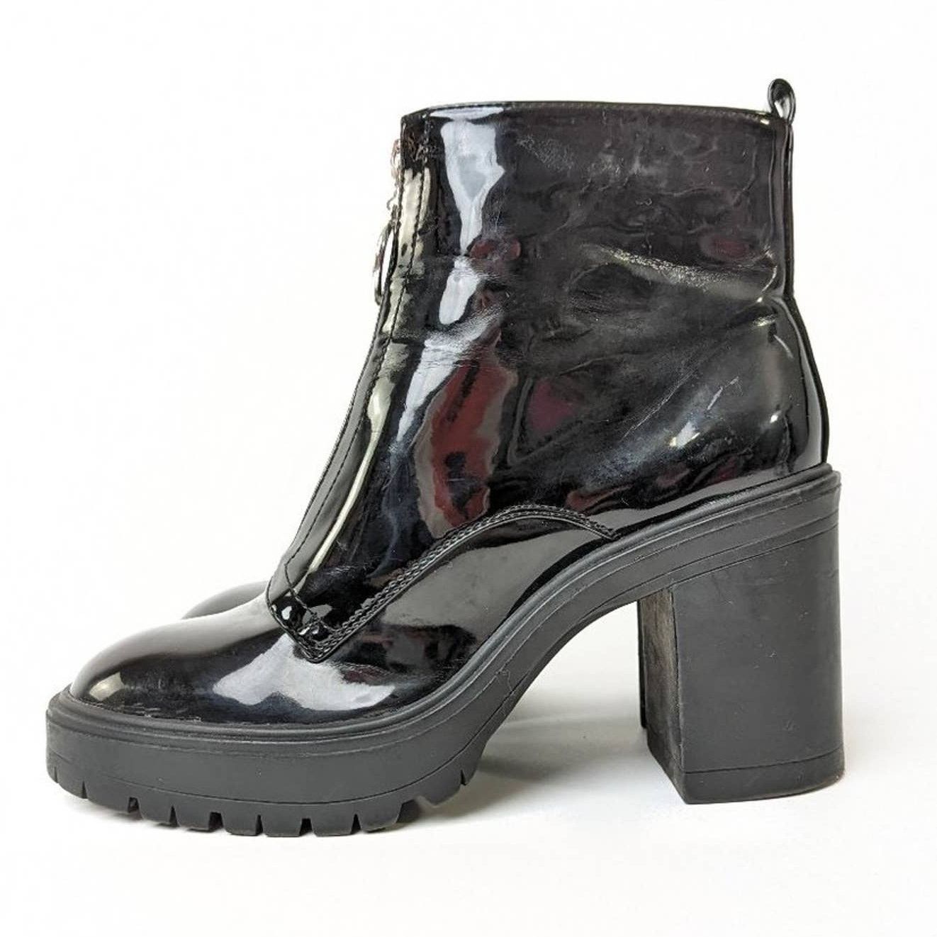 Forever 21 Goth High Heel Platform Chunky Vinyl Boots - 6 Size US 6 / IT 36 - 2 Thumbnail