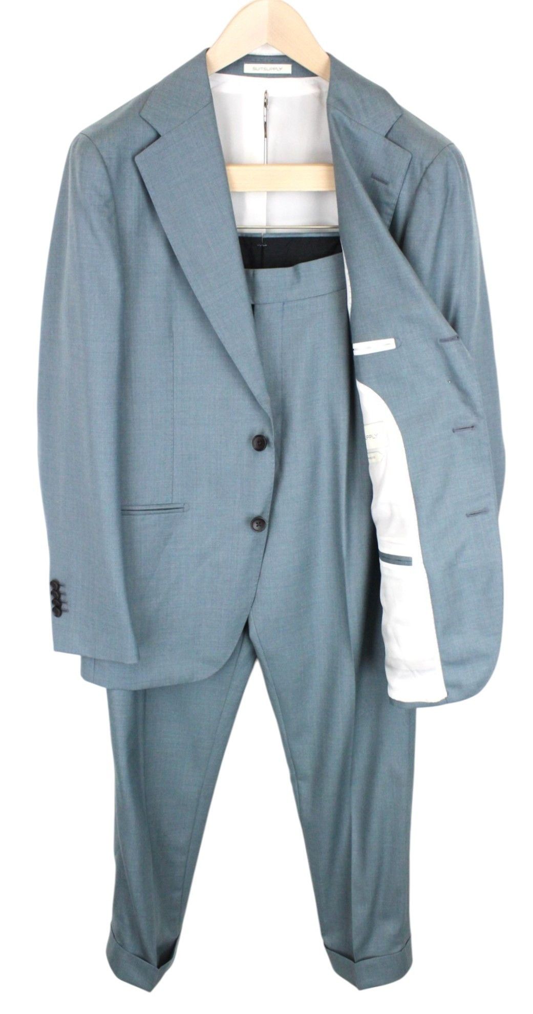 Suitsupply HAVANA UK38R Blue Wool 2 Piece Suit 66746 Size 38R - 1 Thumbnail