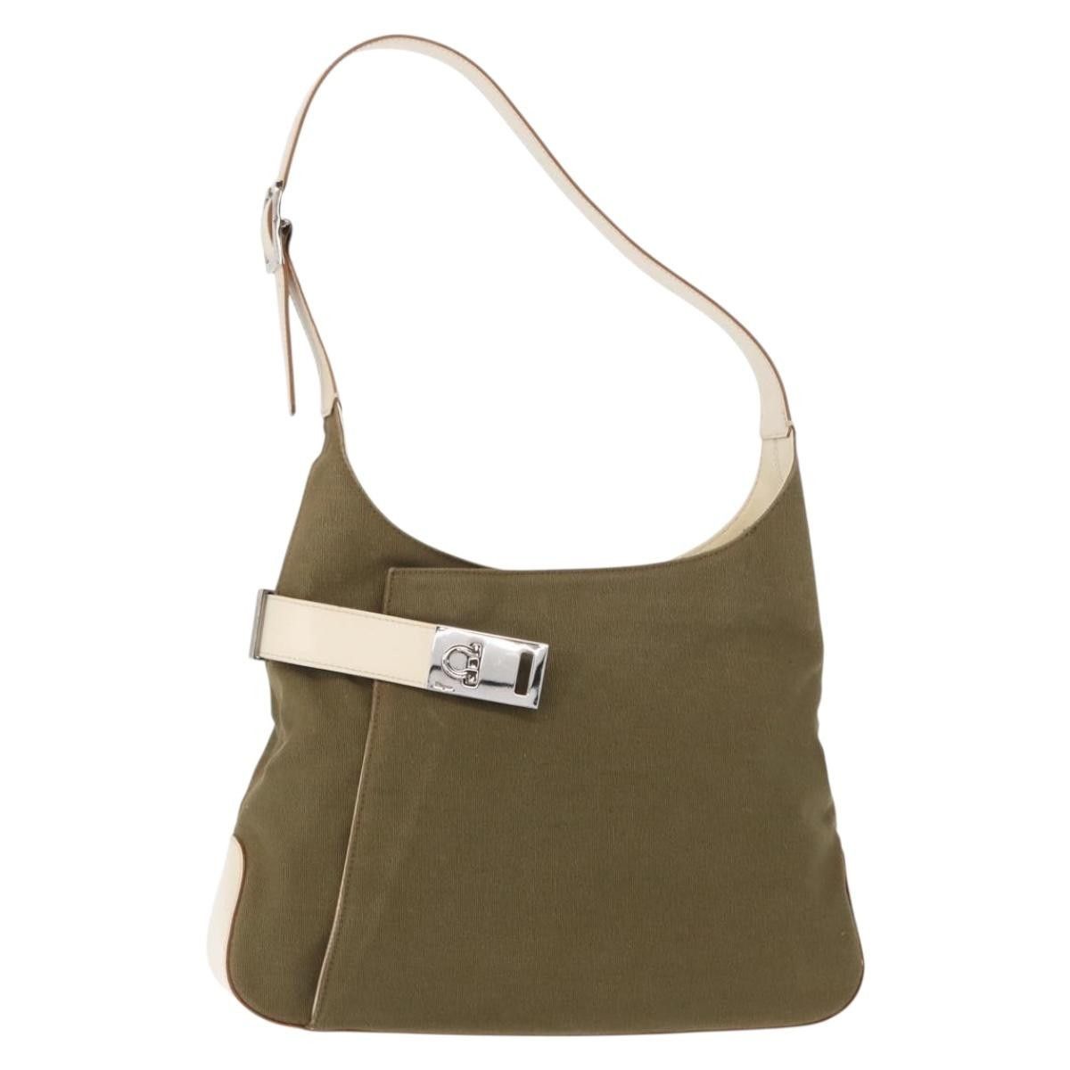 Salvatore Ferragamo Gancini Shoulder Bag Canvas