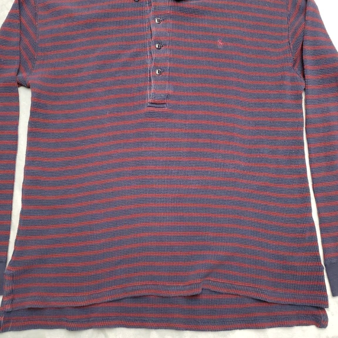 Polo Ralph Lauren Polo Ralph Lauren Shirt Mens XL Red Blue Stripe Waffle Thermal Rugby Made in USA Ribbed Knit Polo Shirt Mens XL Red/Blue Stripe USA Vintage Mens Size US XL / EU 56 / 4 - 5 Thumbnail