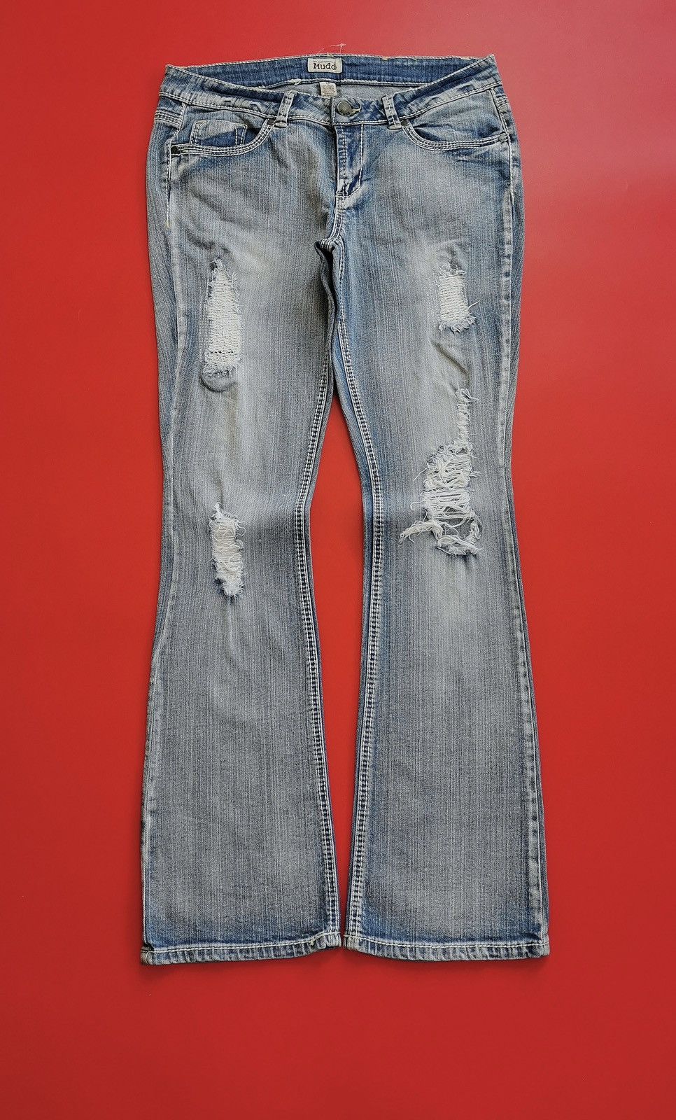 American Essentials Mudd Distressed Bootcut y2k Jeans Size 33" - 1 Thumbnail