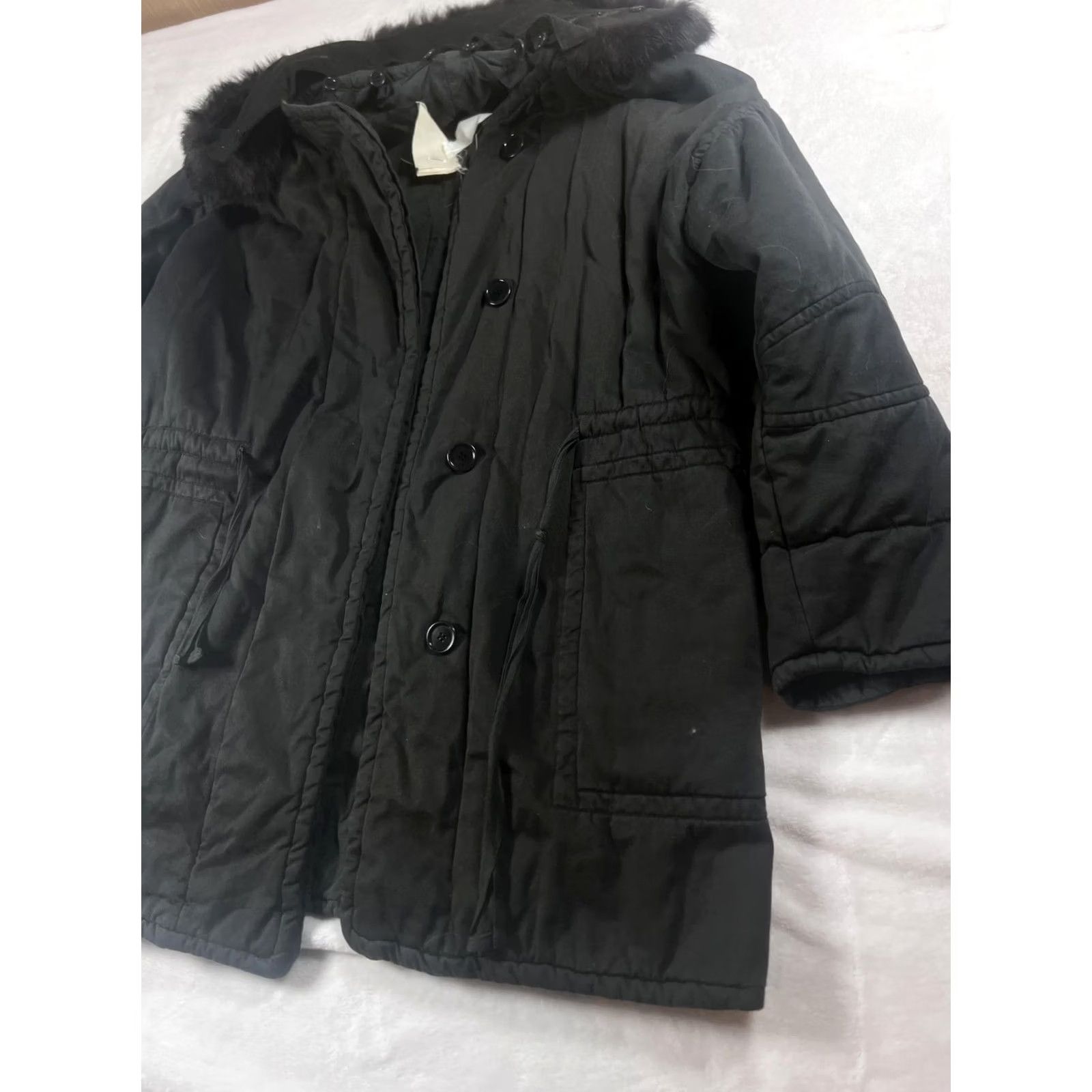 Vintage VINTAGE Isabel Marant Etoile Coat Womens 1 Black Fur Trim Hooded Canvas Parka Insulated Size XS / US 0-2 / IT 36-38 - 2 Thumbnail