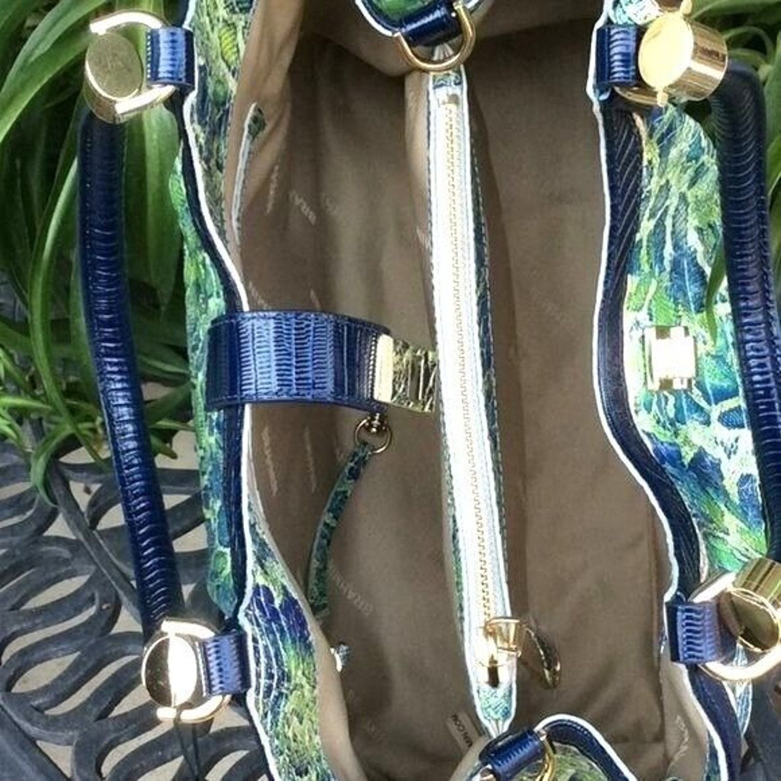 BRAHMIN Brahmin Shoulder/Satchel Handbag Blu/Green Python Print NWT Size ONE SIZE - 7 Thumbnail