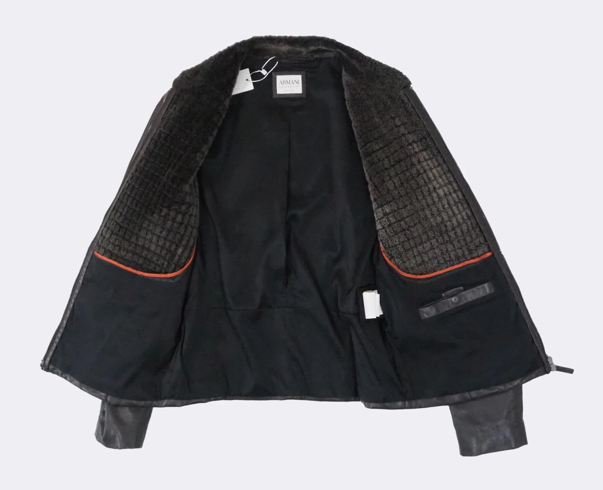 Armani Collezioni Armani Collezioni Square FrontLeatherJacket Fur Collar$2325 Size US M / EU 48-50 / 2 - 8 Thumbnail