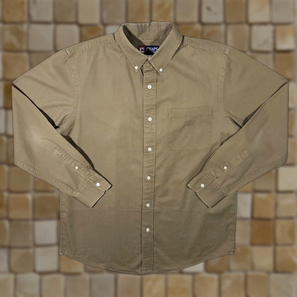 Chaps VINTAGE Chaps Button-Up Shirt Brown Pocket Logo Cotton Long Sleeve Medium Mens Regular Size M Size US M / EU 48-50 / 2 - 1 Thumbnail