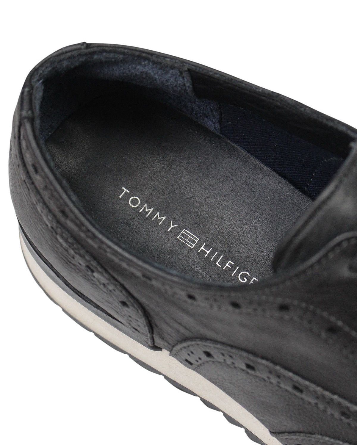 Designer × Tommy Hilfiger 2017 TOMMY HILFIGER BLACK LEATHER BROGUE SNEAKERS Size US 9.5 / EU 42-43 - 6 Thumbnail