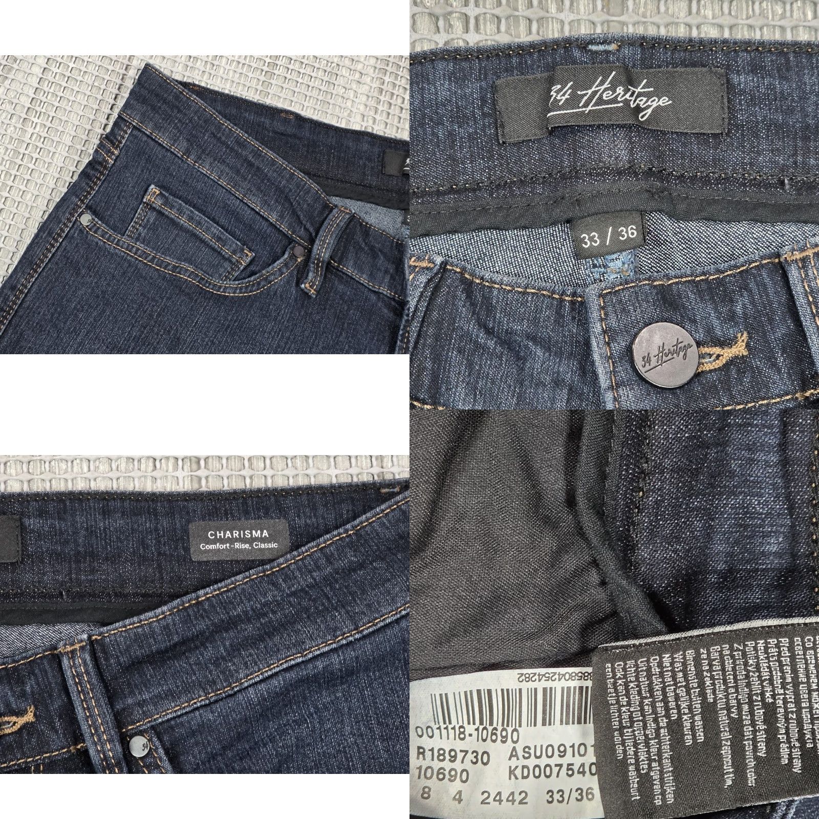Vintage 34 Heritage Jeans Mens 34x36 Denim Blue Charisma Comfort-Rise Stretch Dark Wash Jeans City Logo Preppy 90s Mens Size US 34 / EU 50 - 8 Thumbnail
