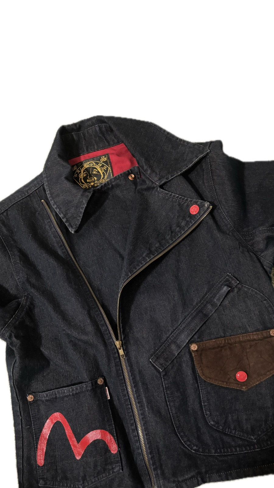 Evisu Evisu Dark Navy Biker Denim Jacket Size US XXS / EU 40 - 1 Thumbnail