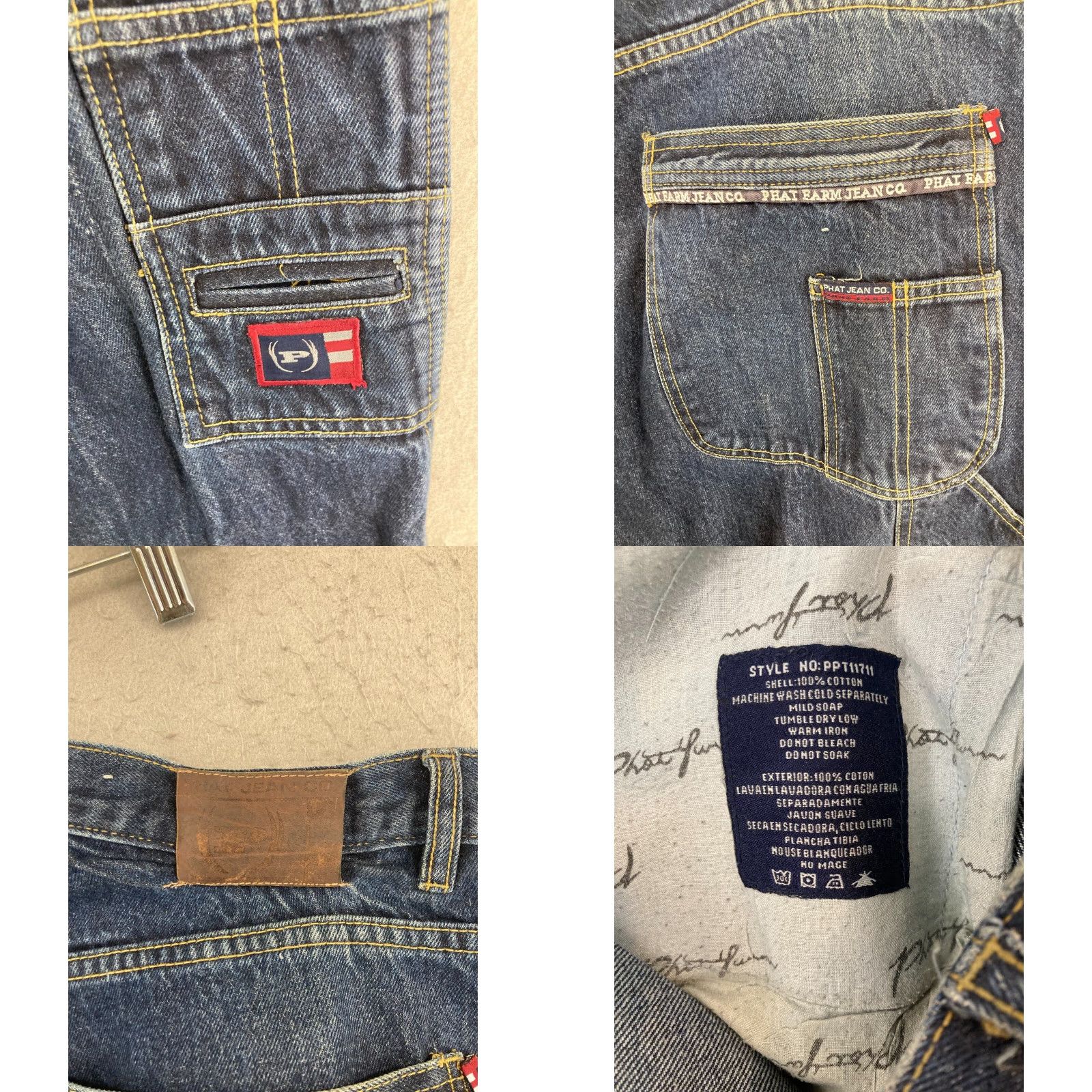 Phat Farm VINTAGE Phat Farm Carpenter Pants Mens 36x34 Denim Blue 90s Washed Straight Leg Mens Regular 90s Theme Baggy Casual Pants Size US 36 / EU 52 - 8 Thumbnail