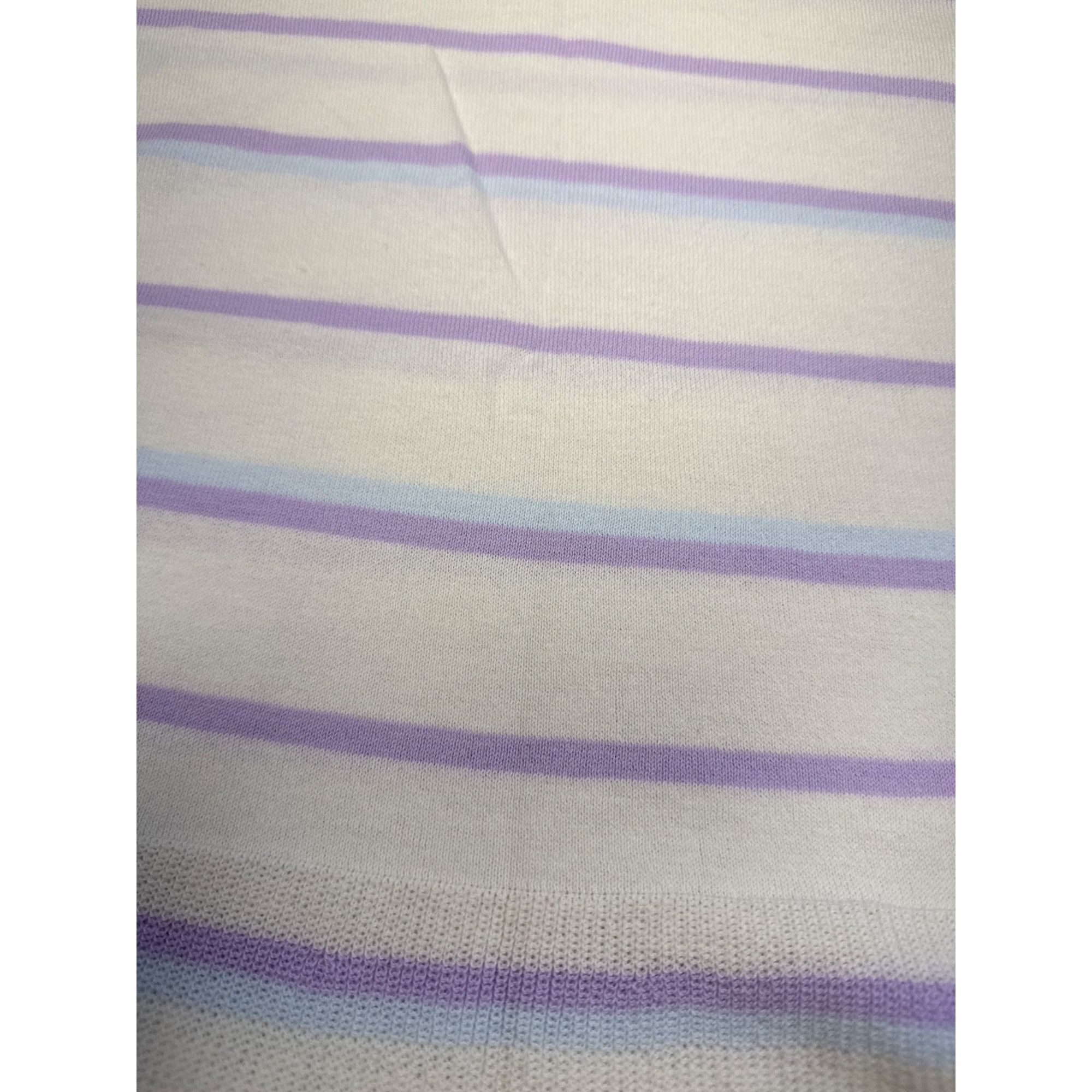 Loft Striped Cream & Lavender Knit Tunic Top With 3/4 Sleeves pet Size ONE SIZE - 3 Thumbnail