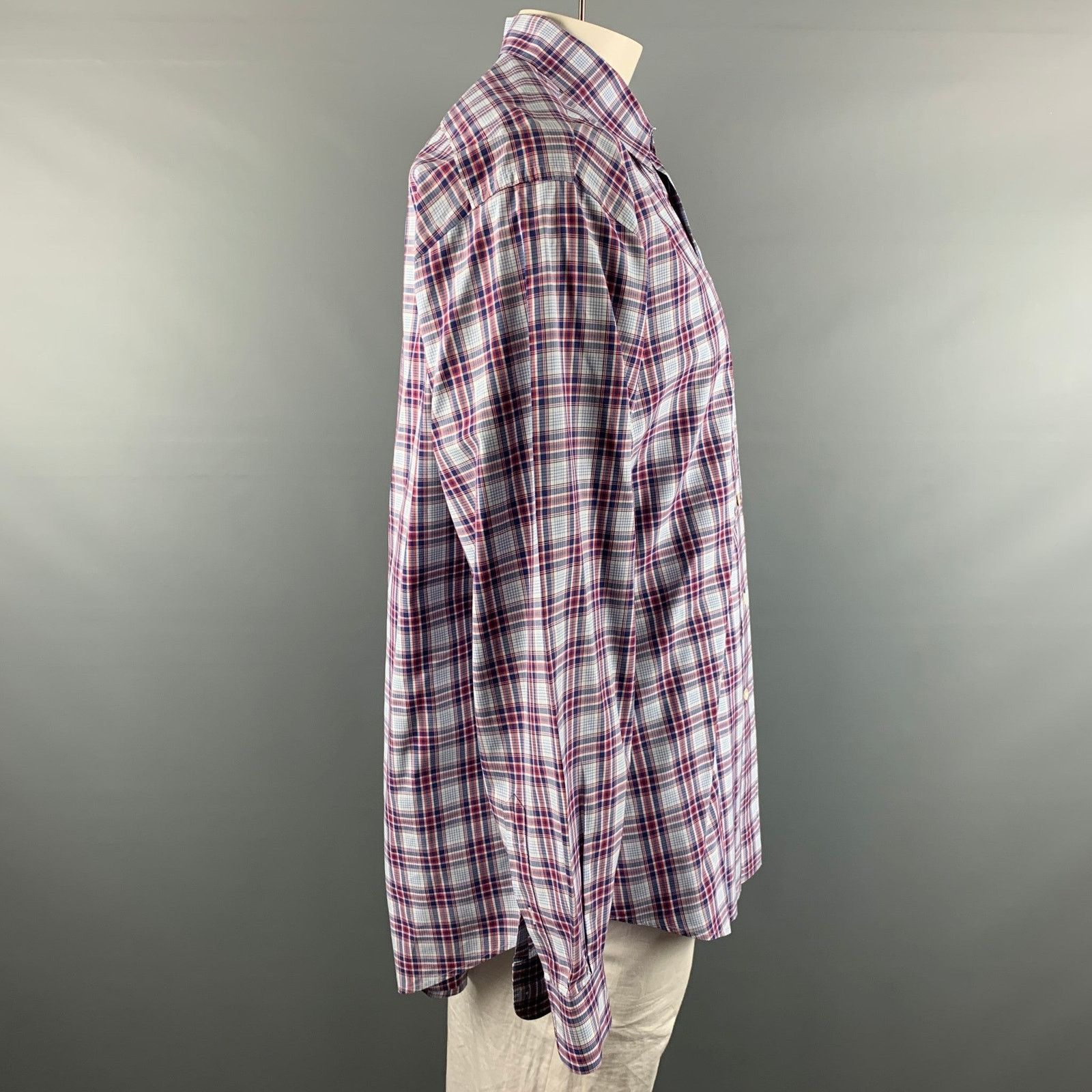 Faconnable FACONNABLE White Blue & Red Checkered Cotton Long Sleeve Size US XL / EU 56 / 4 - 3 Thumbnail