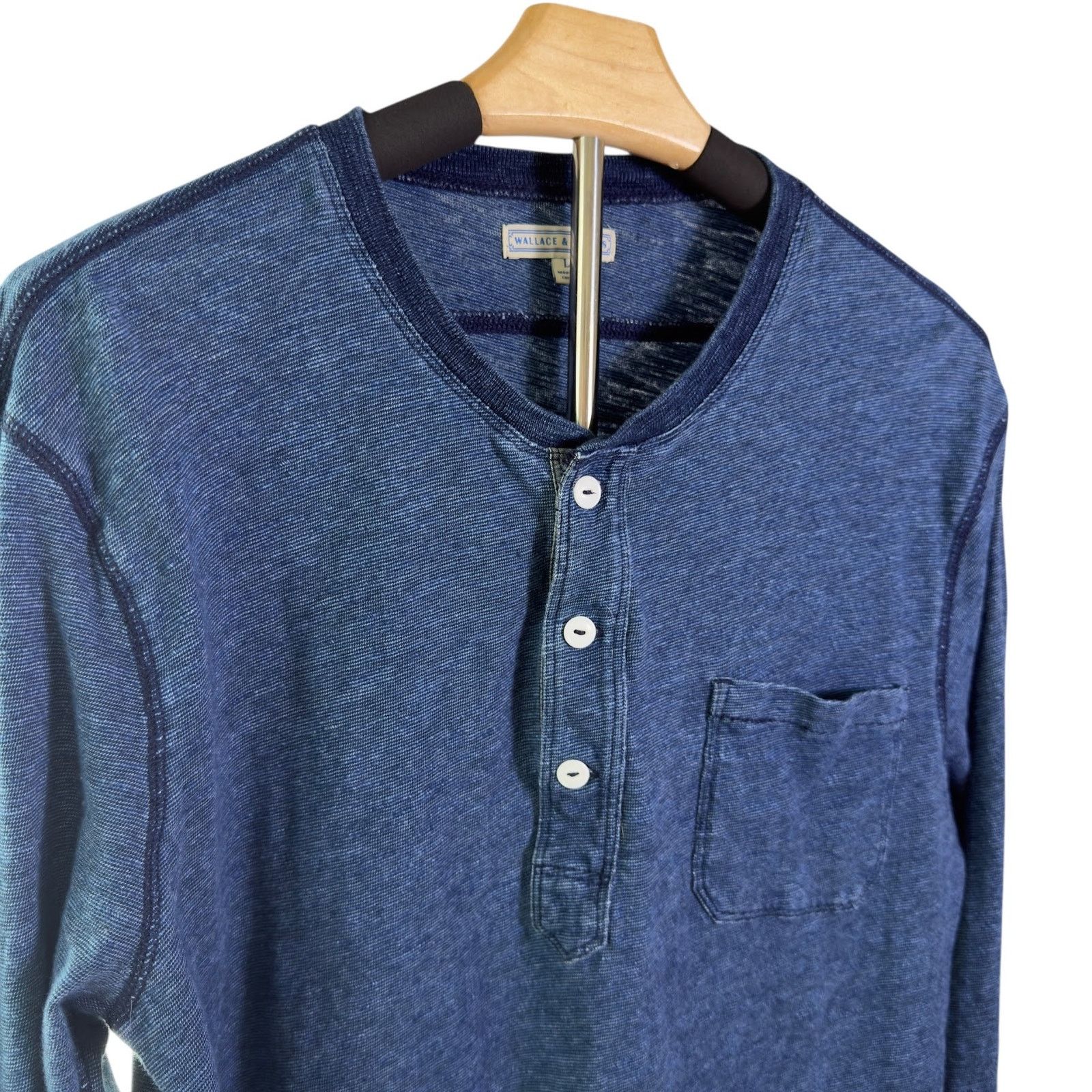 J.Crew Wallace & Barnes J. Crew Long Sleeve Henley Indigo Size US L / EU 52-54 / 3 - 2 Thumbnail