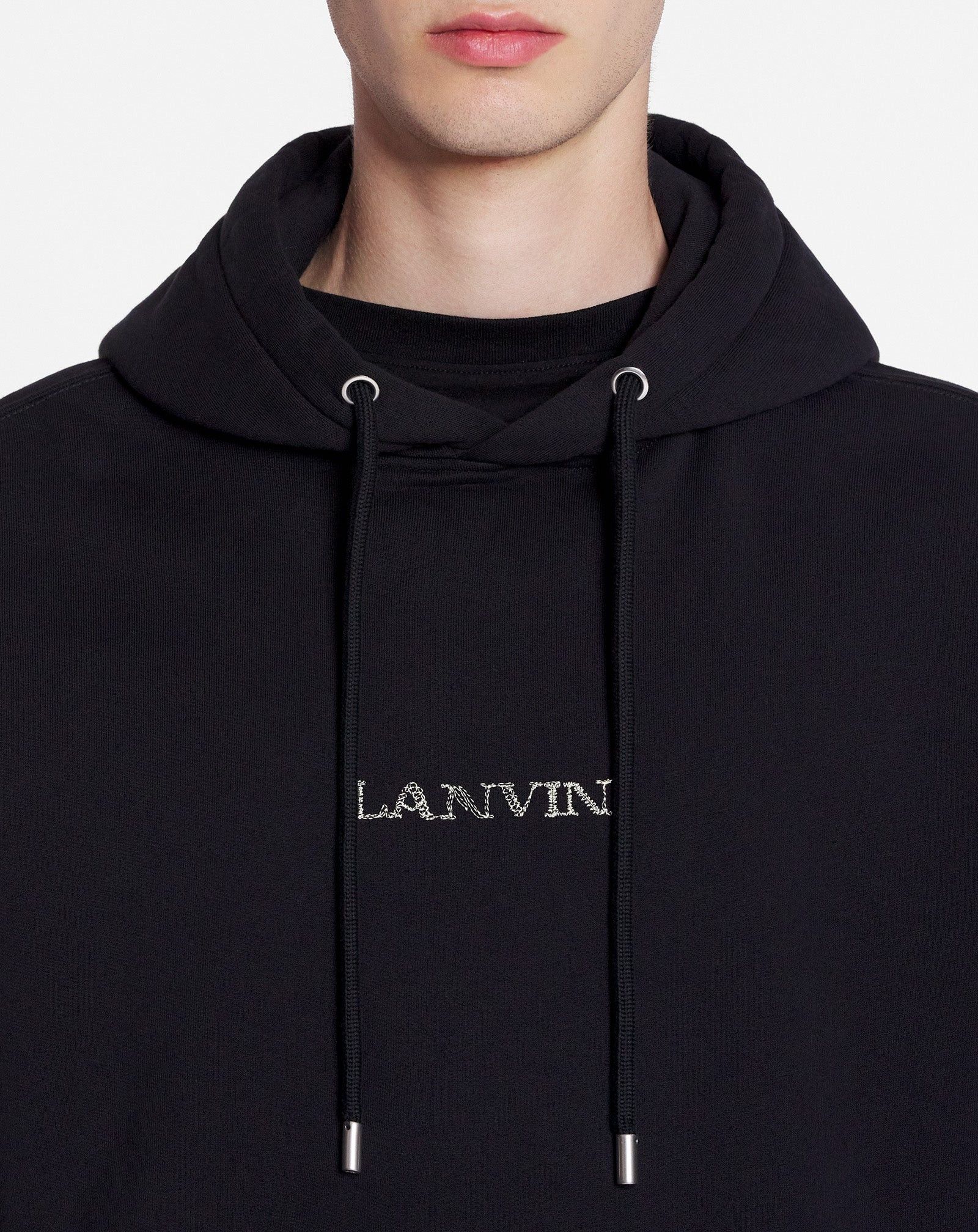 Lanvin o1mle0825 Unisex Loose-Fitting Logo Hoodie in Black Size US S / EU 44-46 / 1 - 7 Thumbnail