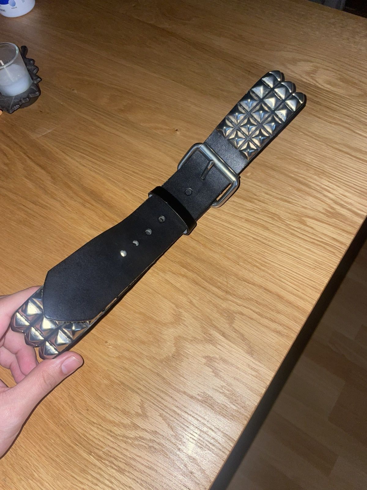 Other Black silver studded leather belt Size 28 - 1 Thumbnail