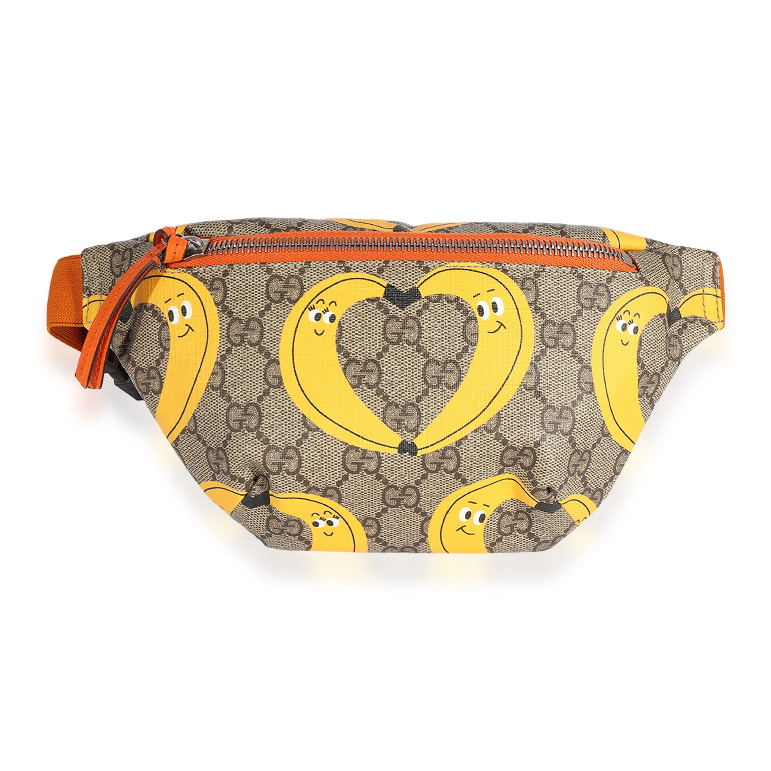 image of Gucci X Nina Dzyvulska Kid's Banana Print Belt Bag in Brown