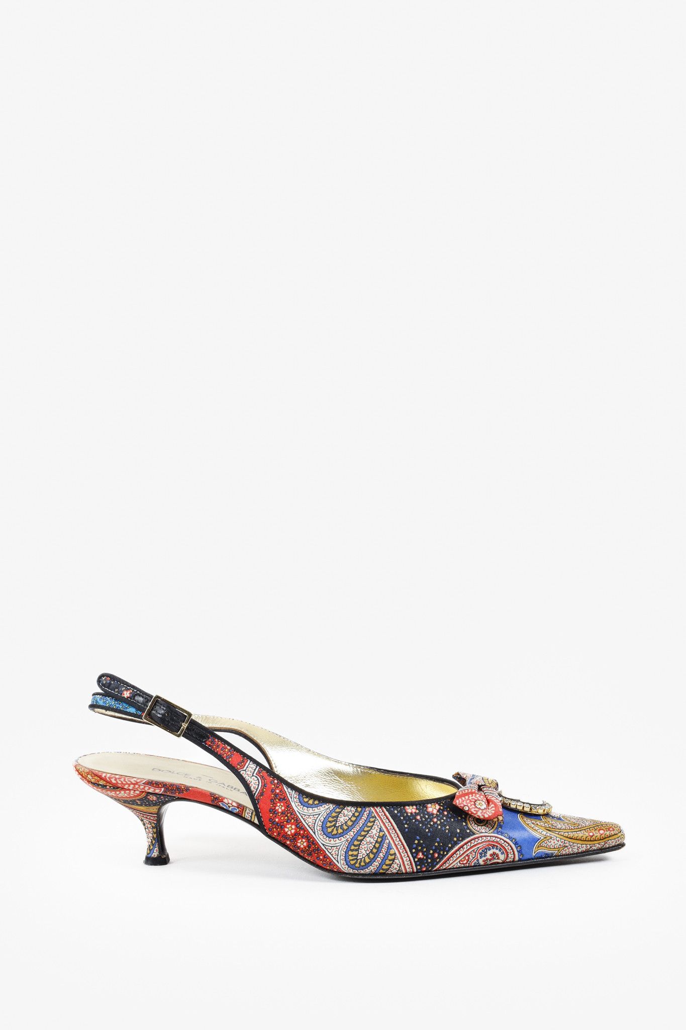 Dolce & Gabbana Patchwork Print Cameo Slingback Heels