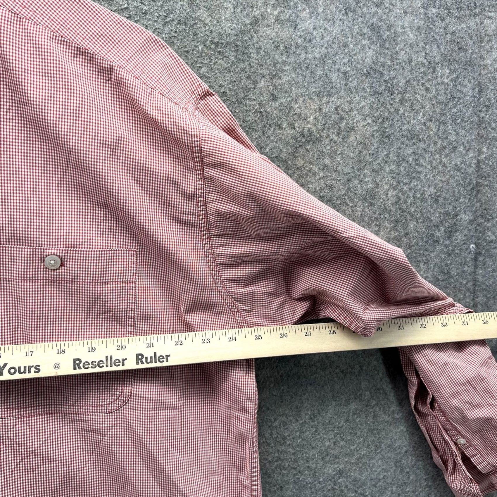 Orvis Orvis Shirt Mens Large Red White Button Down Preppy Dress Gingham Cotton Vintage Size 42R - 4 Thumbnail