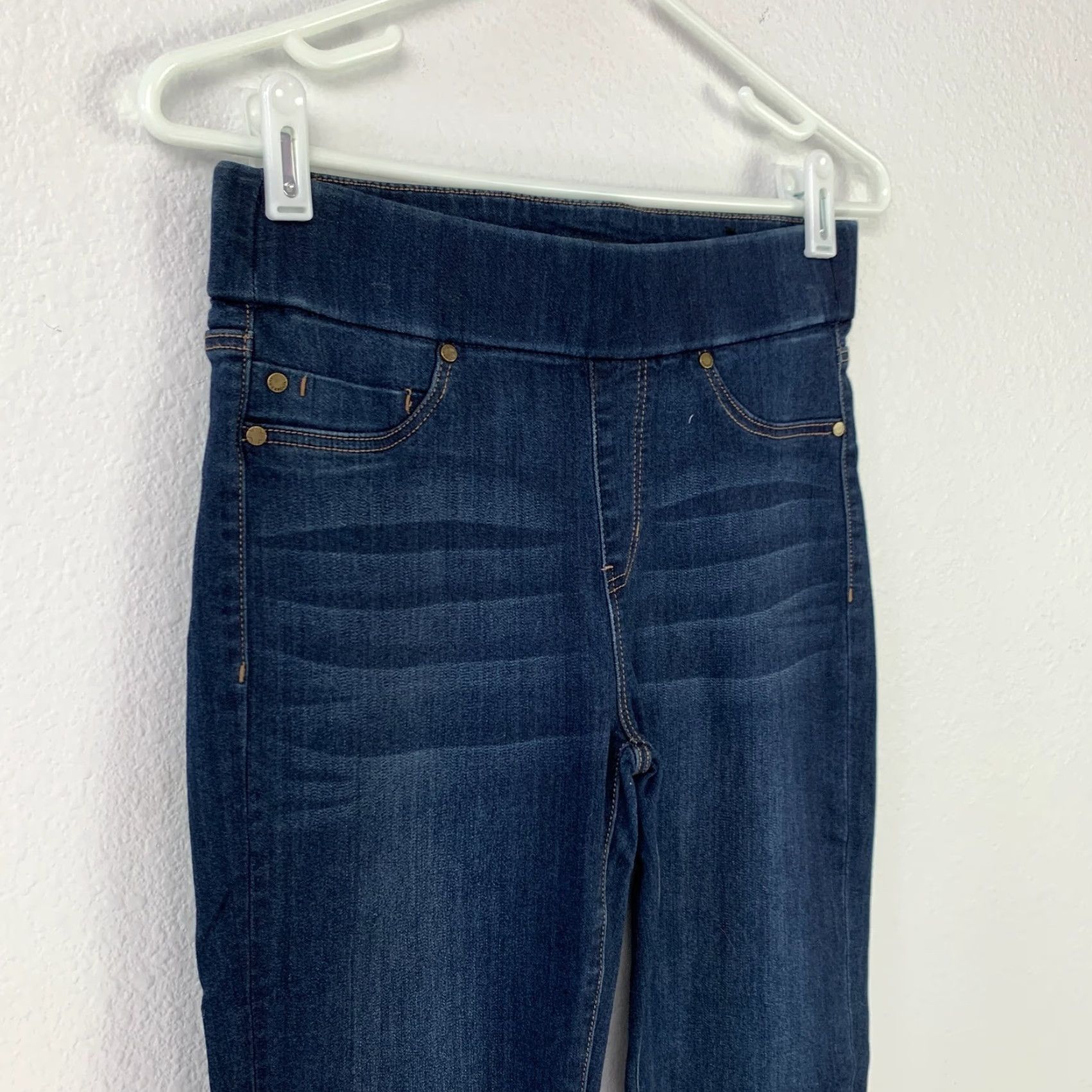 Vintage Liverpool Jeans Jegging Dark Blue Size 2 26 Women Slim Cotton Blend Denim (Regular) Inseam 27.75 in Pockets Stretch Size 26" / US 2 / IT 38 - 2 Thumbnail