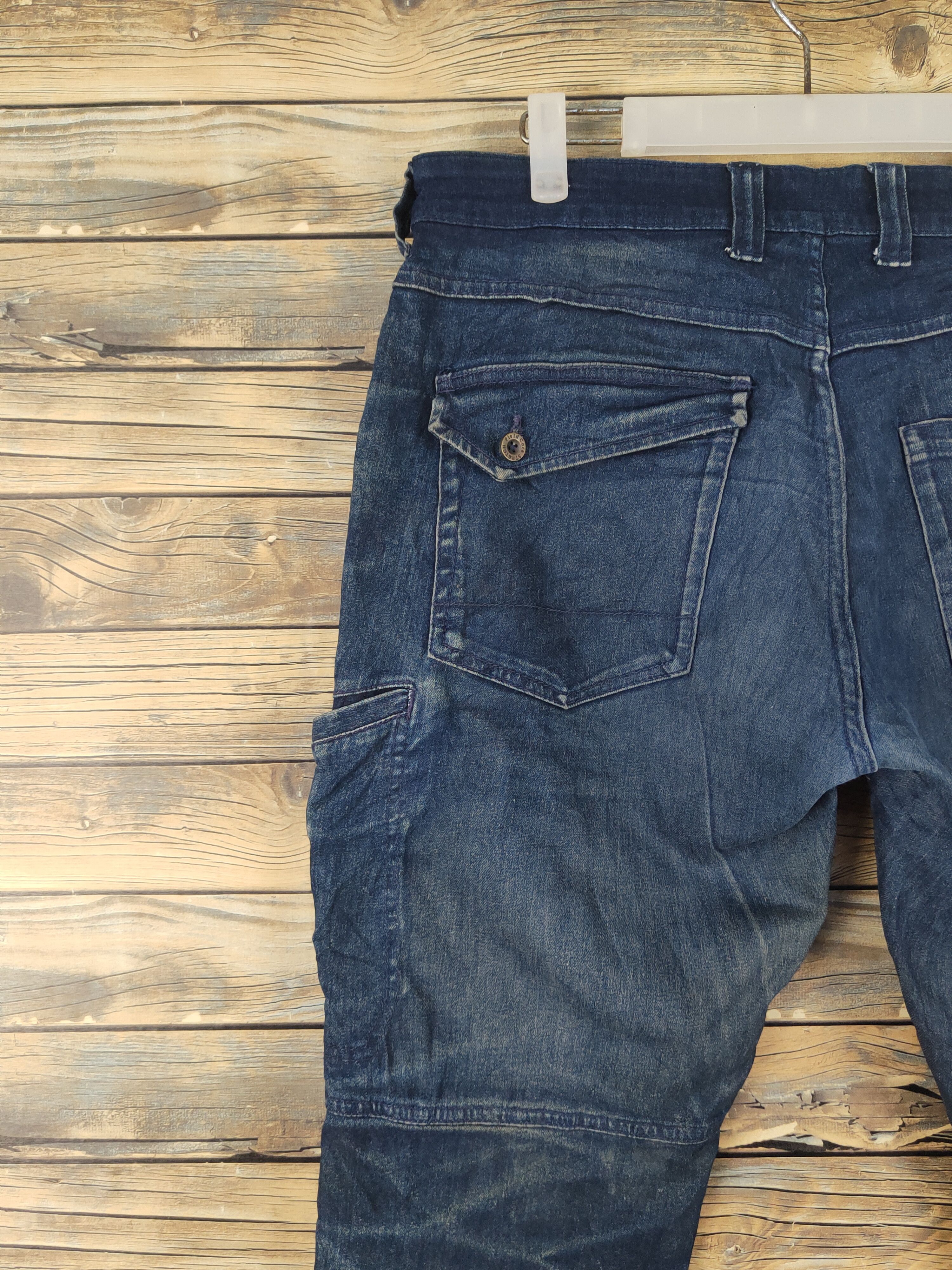 Japanese Brand FieldCore Dark Blue Distressed Ripped denim Jeans #W1995 Size US 34 / EU 50 - 8 Thumbnail