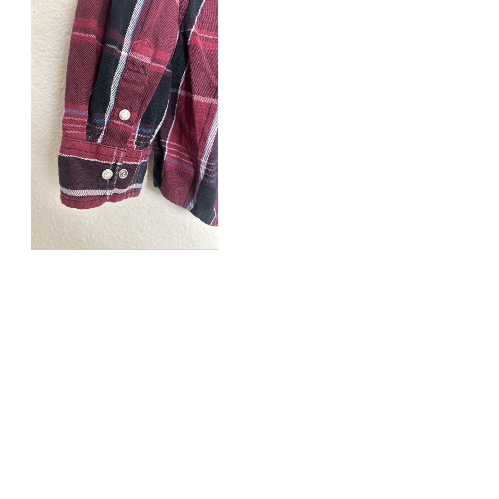 Dickies Dickies Mens XL Long Sleeve Pearl Snap Shirt Burgundy Plaid Flannel Cotton Size US XL / EU 56 / 4 - 10 Thumbnail