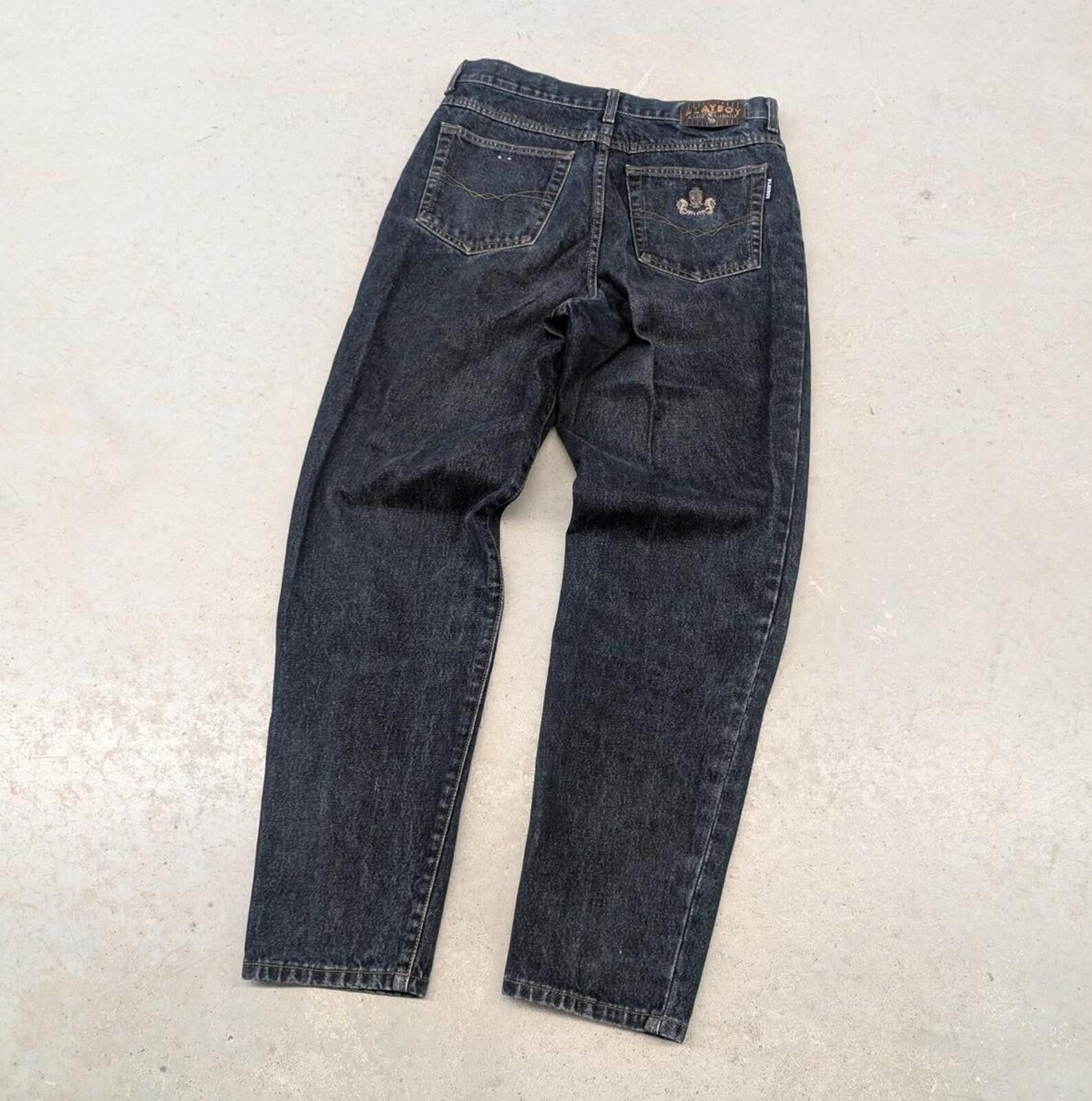 Playboy Vintage 90s Playboy Basic Jeans Dark Blue Denim Size US 31 - 1 Thumbnail