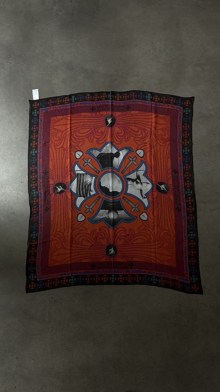 Chrome Hearts HUGE Chrome Hearts Cemetery Cross Silk Scarf | Grailed