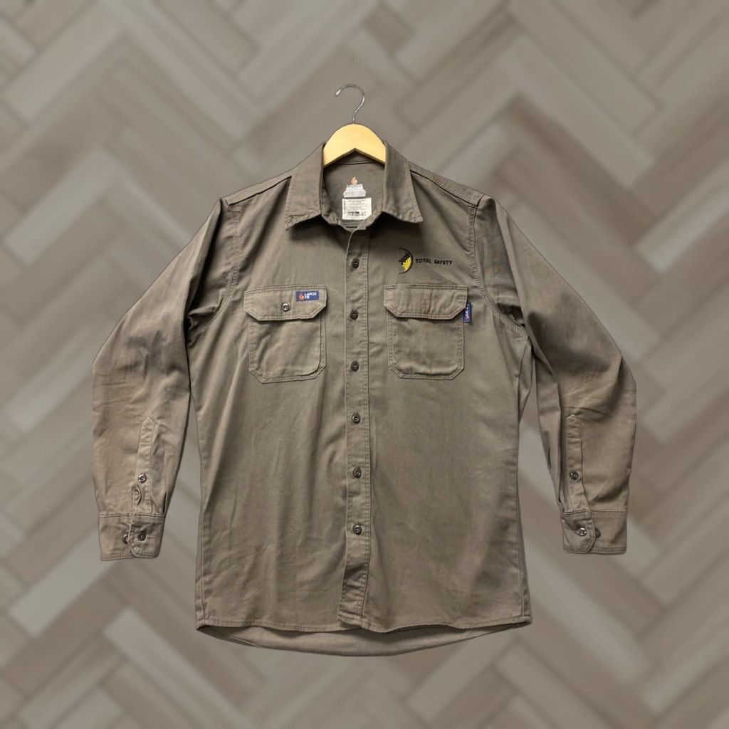 Vintage VINTAGE Lipco FR Flame Resistant Welding Shirt Heavy Weight Cotton Men Large Gray Safety Workwear Size US L / EU 52-54 / 3 - 1 Thumbnail