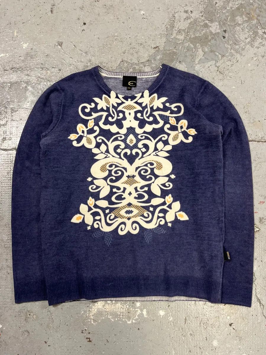 Designer × Just Cavalli × Vintage AW2007 Just Cavalli Blue Floral Mosaic Sweater Size US S / EU 44-46 / 1 - 1 Thumbnail