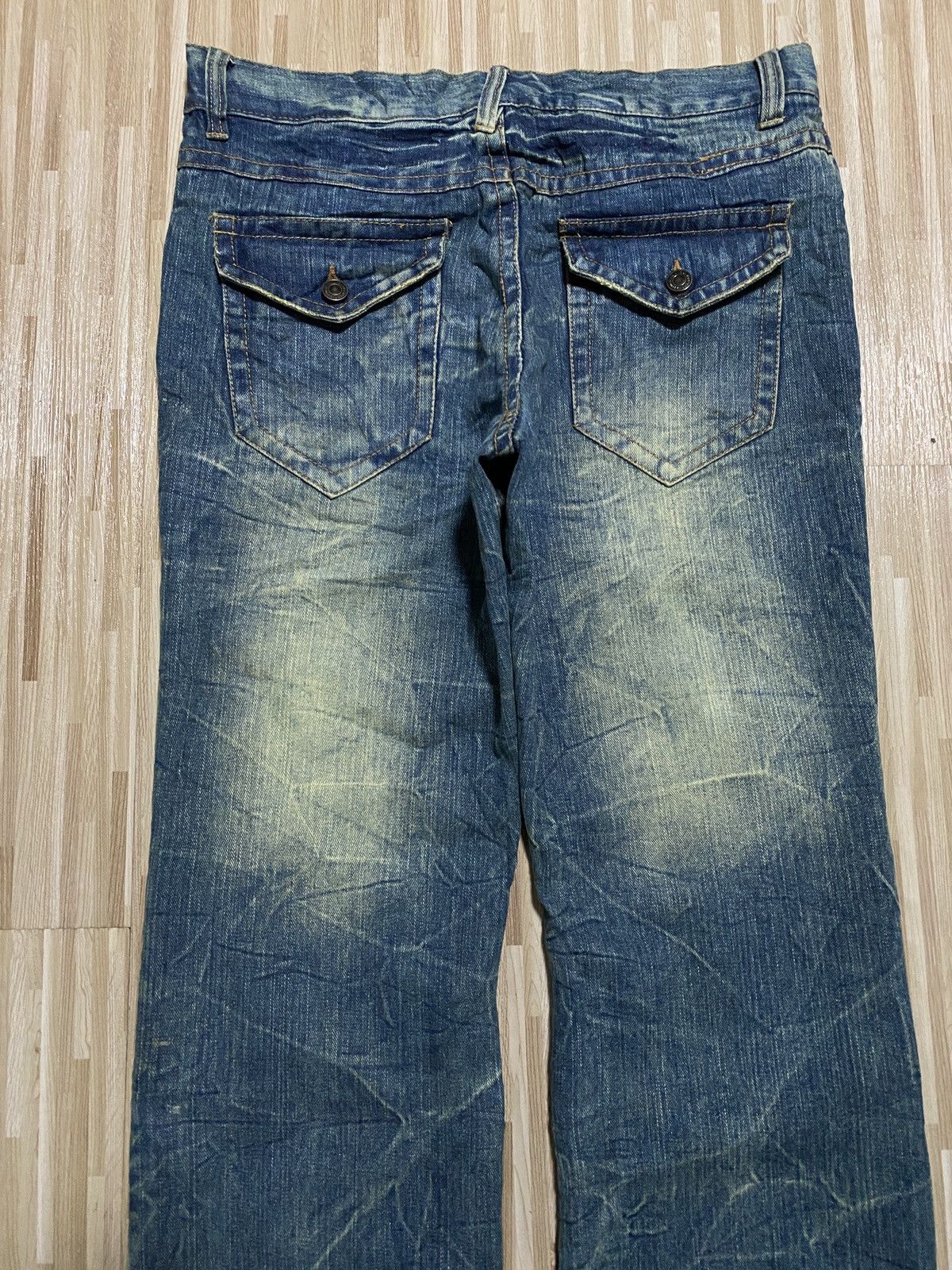 Japanese Brand × Vintage 💥Flare Japanes 90’s Mudwash Distress Ripped Jeans Size US 34 / EU 50 - 11 Thumbnail