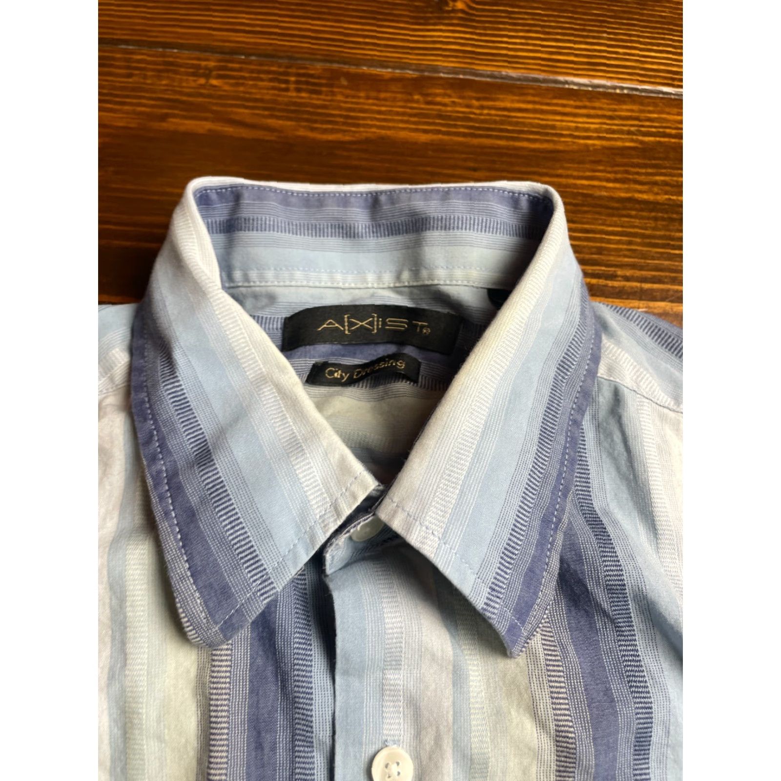 Vintage Axist Shirt Men M White Blue Button-Up Short Sleeve Striped City Dressing Size US M / EU 48-50 / 2 - 3 Thumbnail