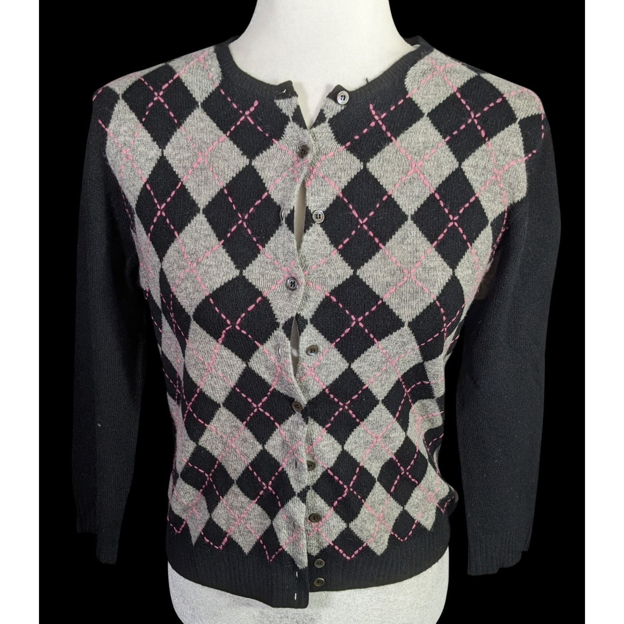 J.Crew Preppy J.Crew Vintage Womens Cashmere Argyle Cardigan Sweate Size M / US 6-8 / IT 42-44 - 1 Thumbnail