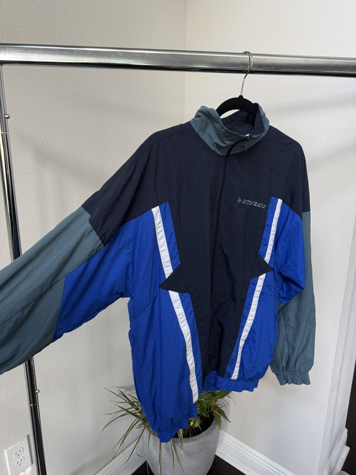 Dunlop 90s Vintage Dunlop Sport Jacket Windbreaker Blue Grey Size M Size US M / EU 48-50 / 2 - 4 Thumbnail