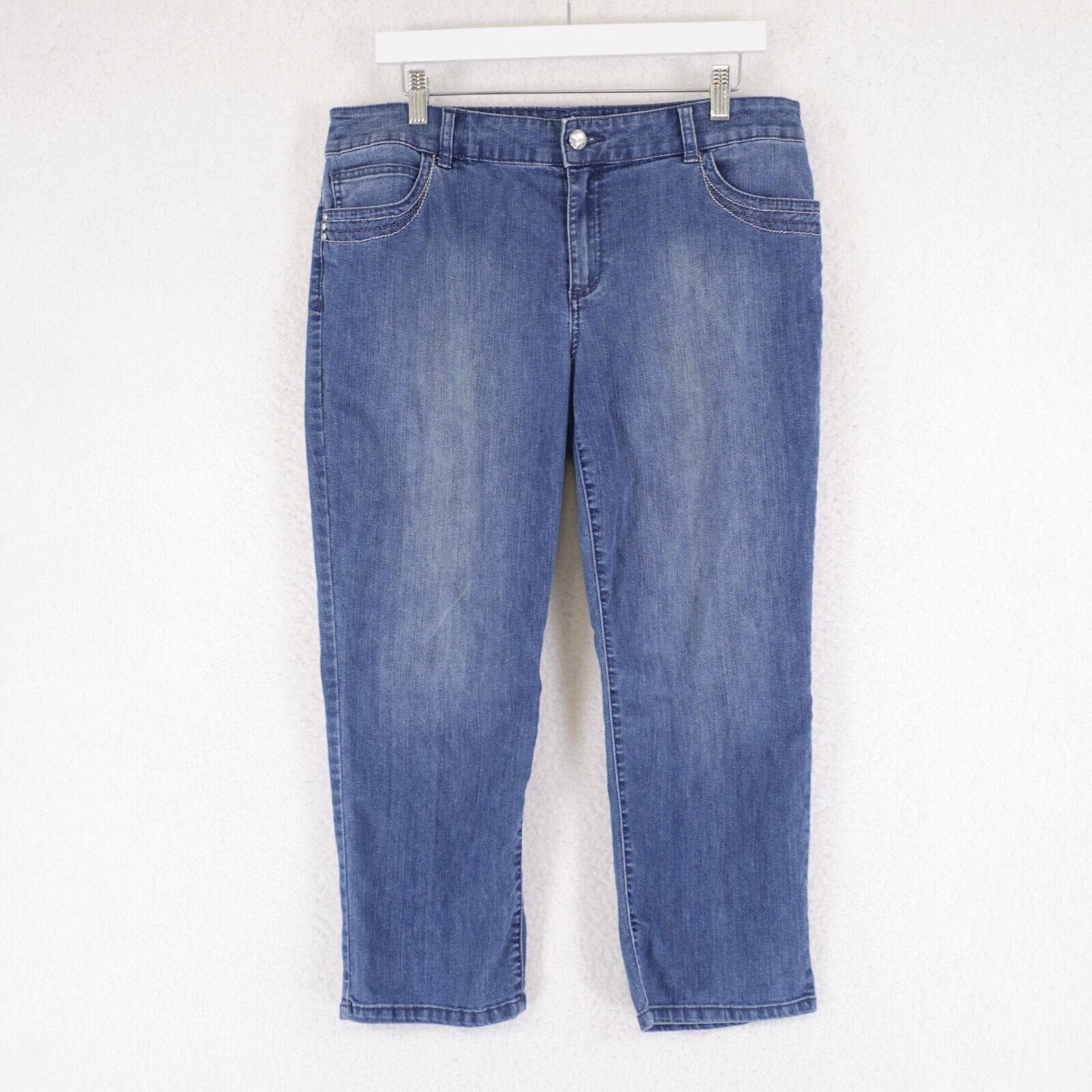 Chicos Chico's Platinum Denim Blue Jeans Rhinestone Stone Wash Size Size 26" / US 2 / IT 38 - 1 Thumbnail