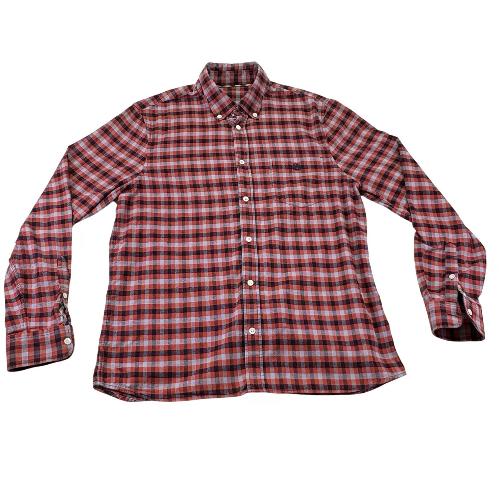 Aquascutum Aquascutum Shirt Mens M Red Navy Flannel Tattersall Plaid Long Sleeve Button Down Size US M / EU 48-50 / 2 - 2 Thumbnail