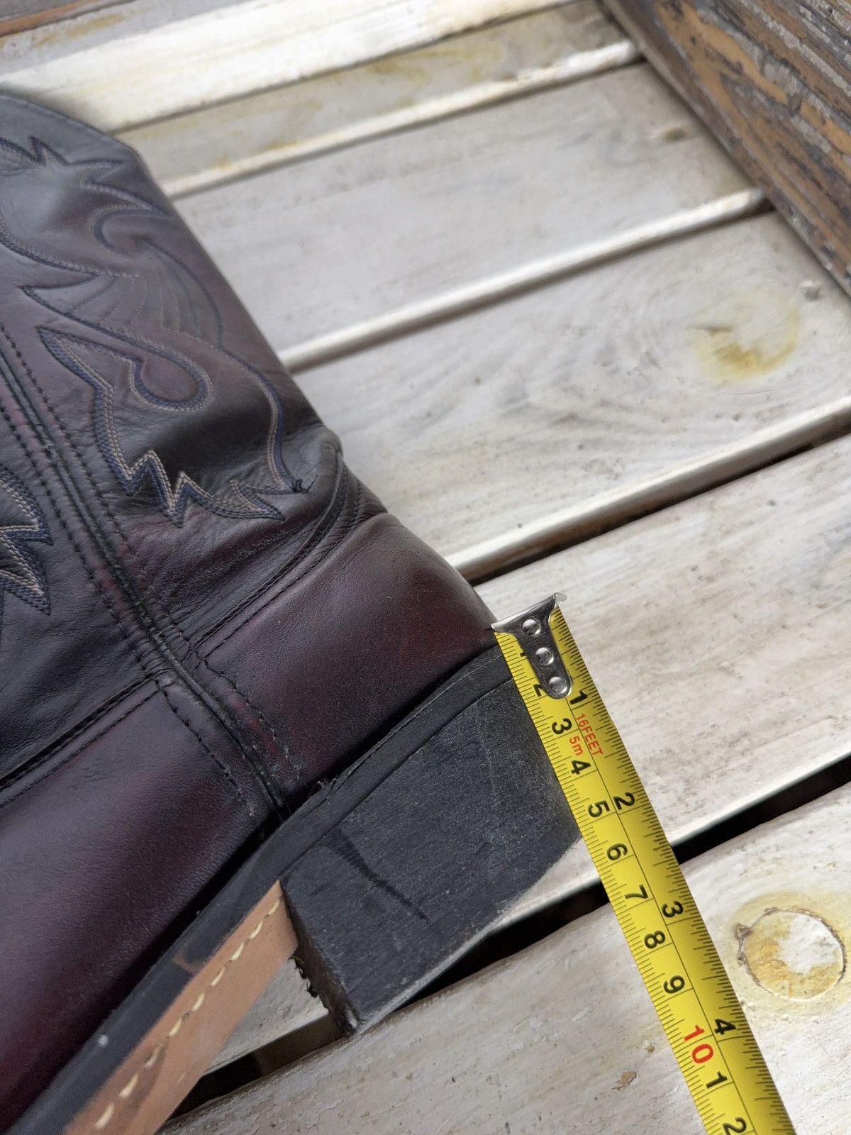 Vintage Retro Vintage Western Cowboy Leather Boots Burgundy Black Size US 8 / EU 41 - 23 Thumbnail