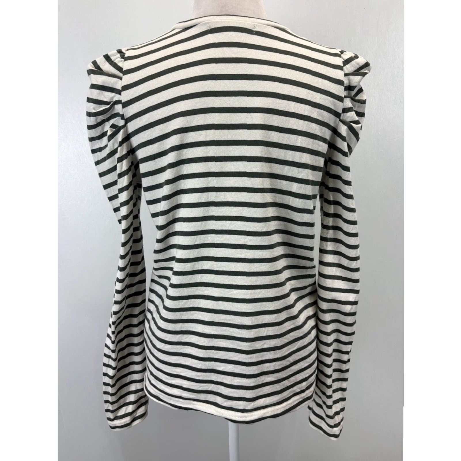 Rebecca Minkoff Rebecca Minkoff Puff Sleeve Long Sleeve Striped Ivory Shirt Top Women's Medium Size M / US 6-8 / IT 42-44 - 3 Thumbnail