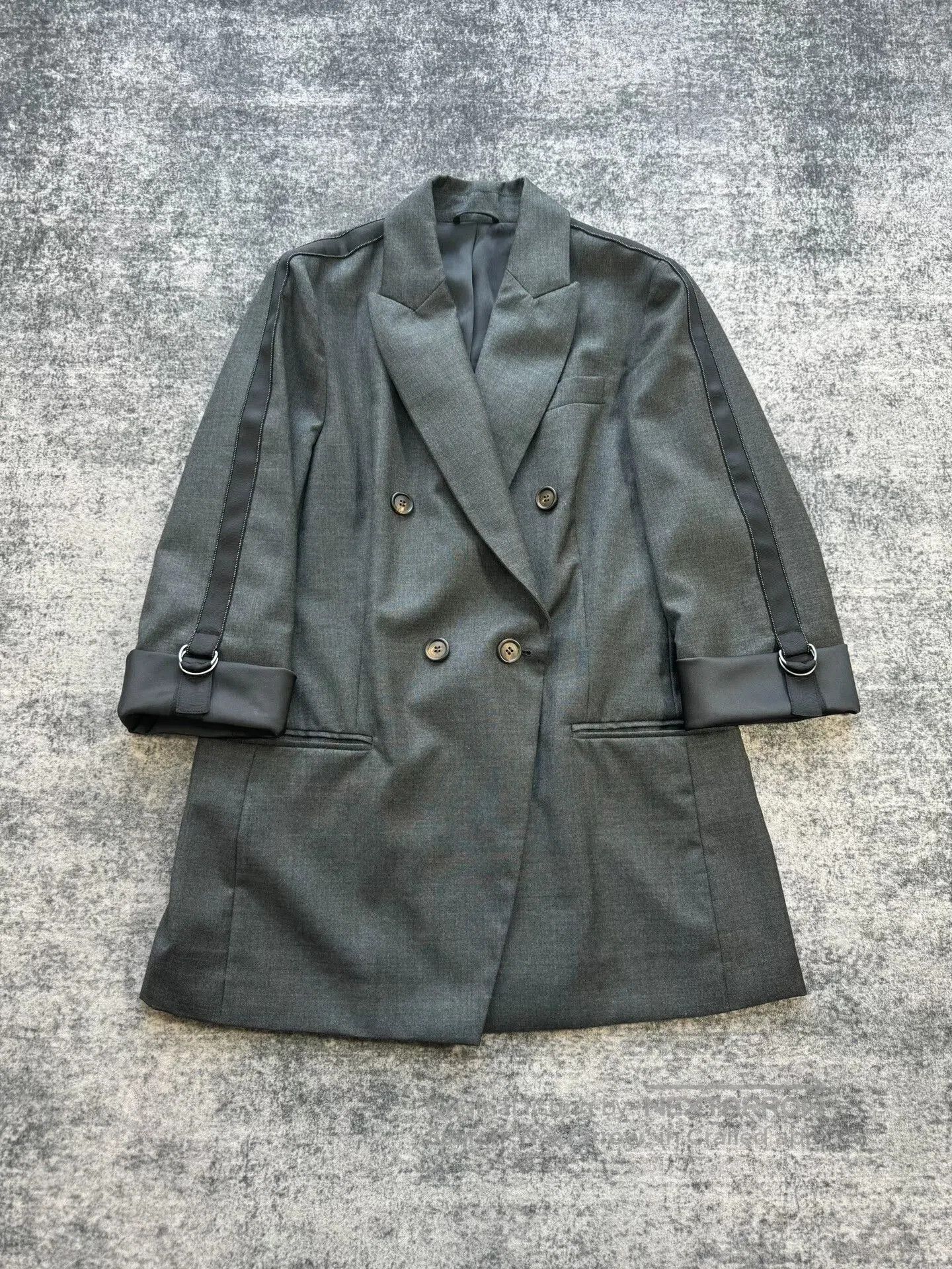 double-breasted wool jacket with beads.