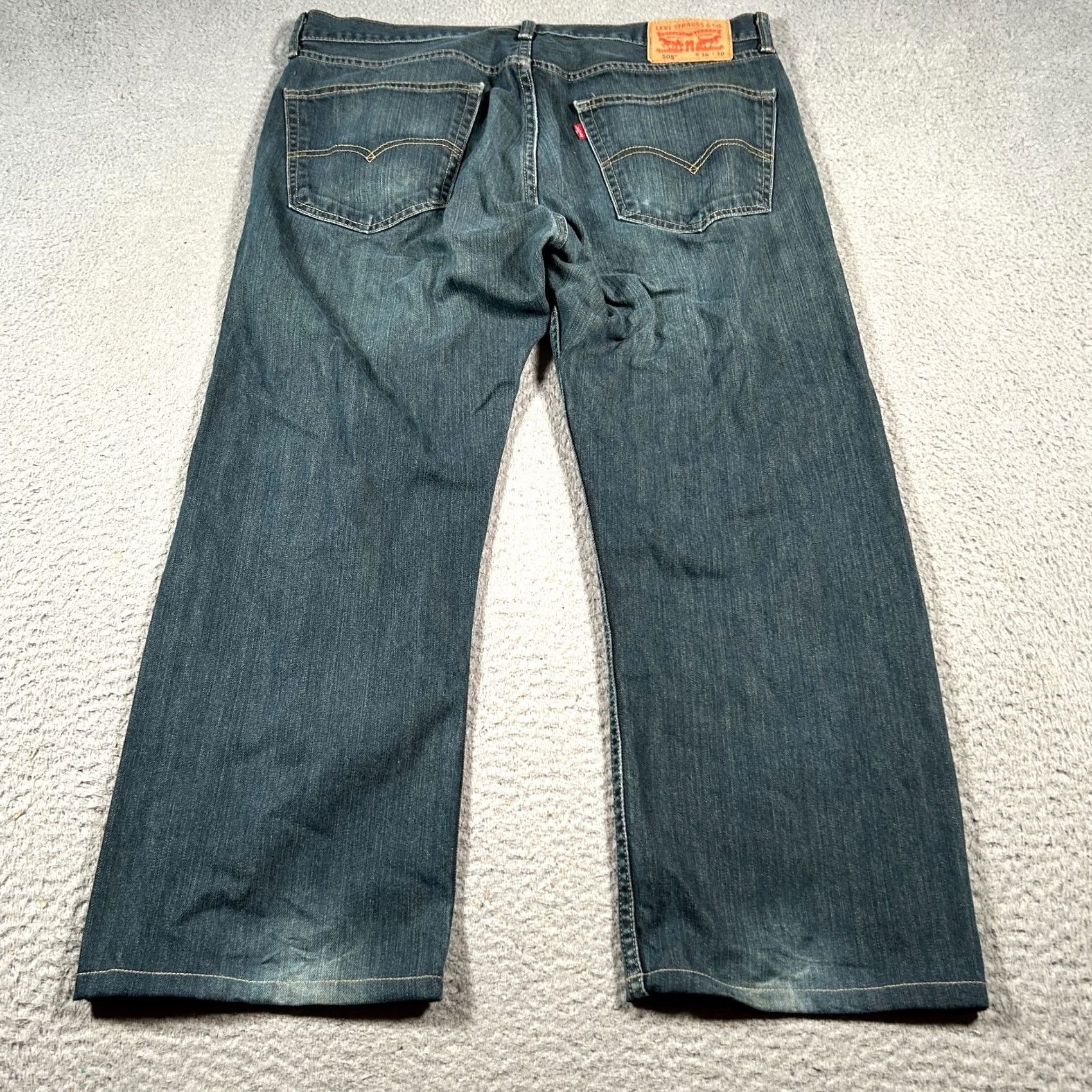 Levi's Levi's 505 Jeans Mens 37x24 Blue Denim Cotton Regular Fit Zip Fly Straight Leg Size US 37 - 2 Thumbnail