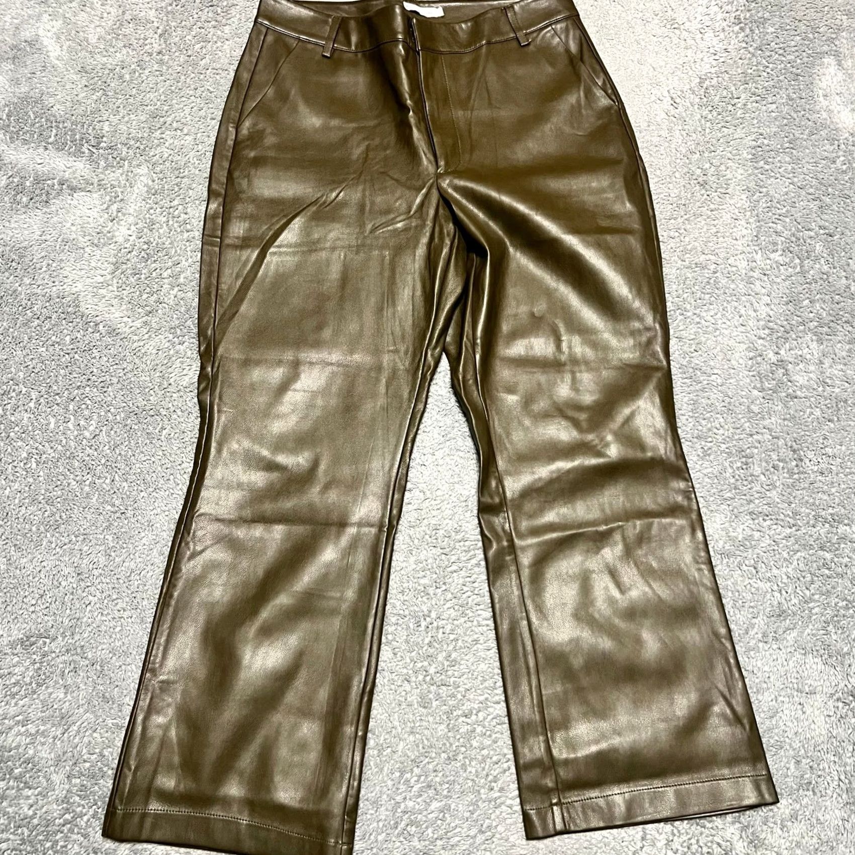 AVEC LES FILLES Avec Les Filles Pants Cropped Womens Large L Brown Faux Vegan Leather 31x26 Size 36" / US 14 / IT 50 - 2 Thumbnail