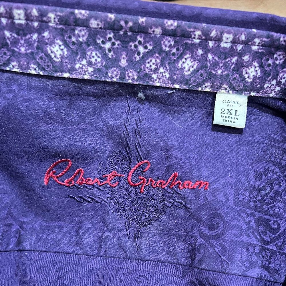 Robert Graham Purple Paisley Scroll Long Sleeve Dress Shirt