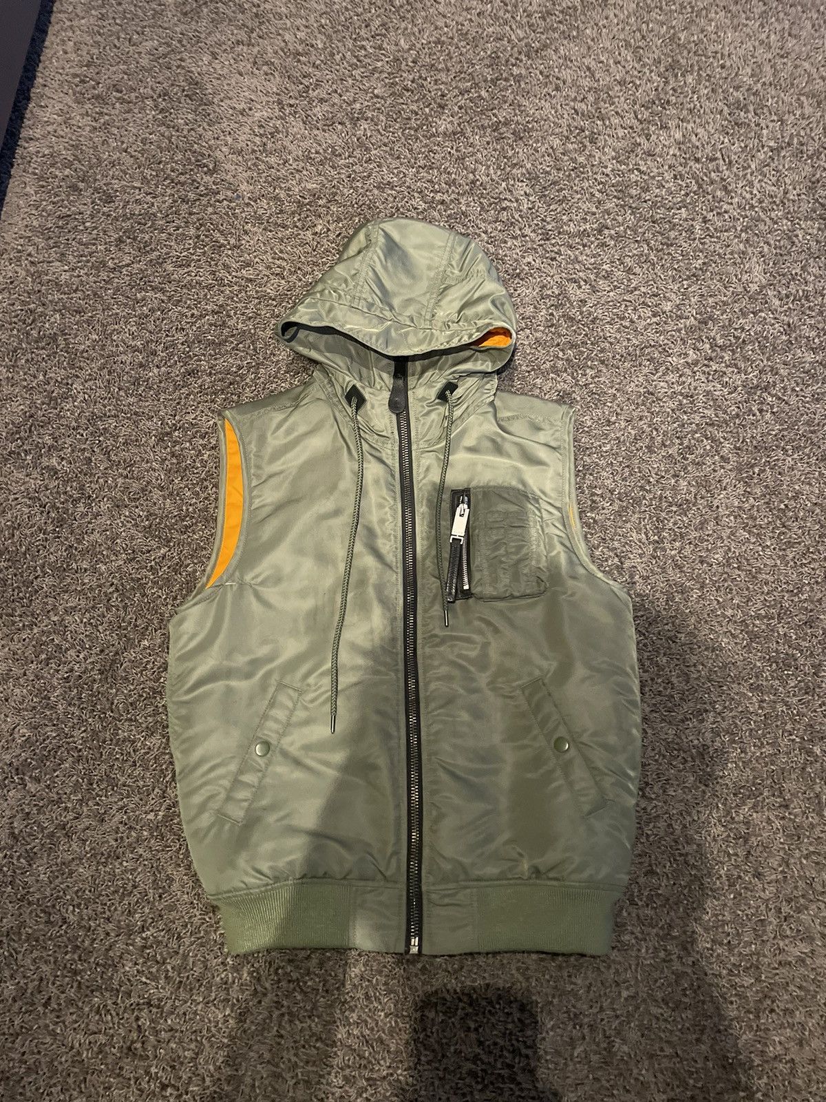 image of 1017 Alyx 9Sm 2019 Hooded Ma-1 Vest in Olive Green, Men's (Size Medium)