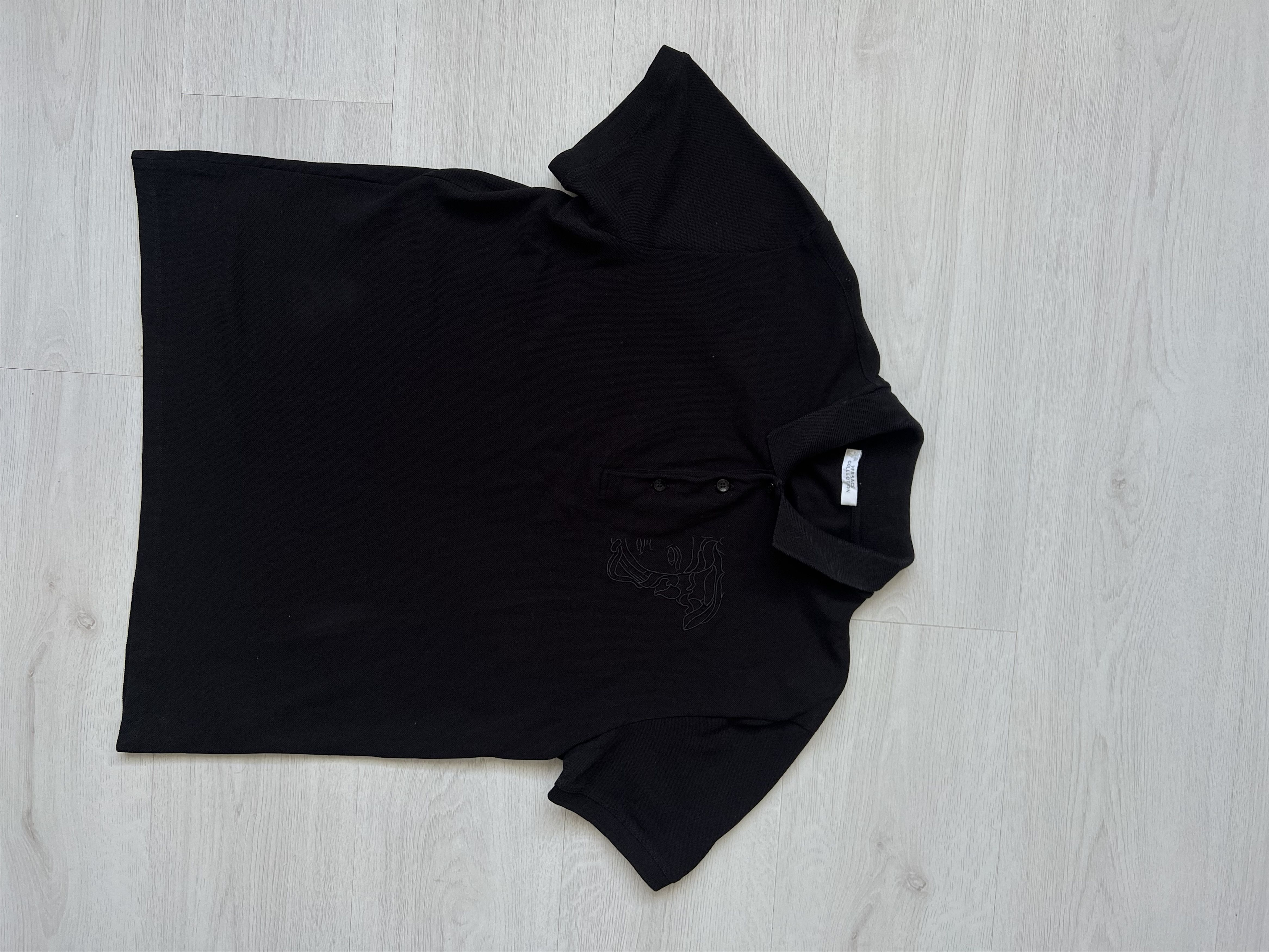 image of Versace Collection Men’S Polo T-Shirt Medusa Embroided in Black, Men's (Size Large)