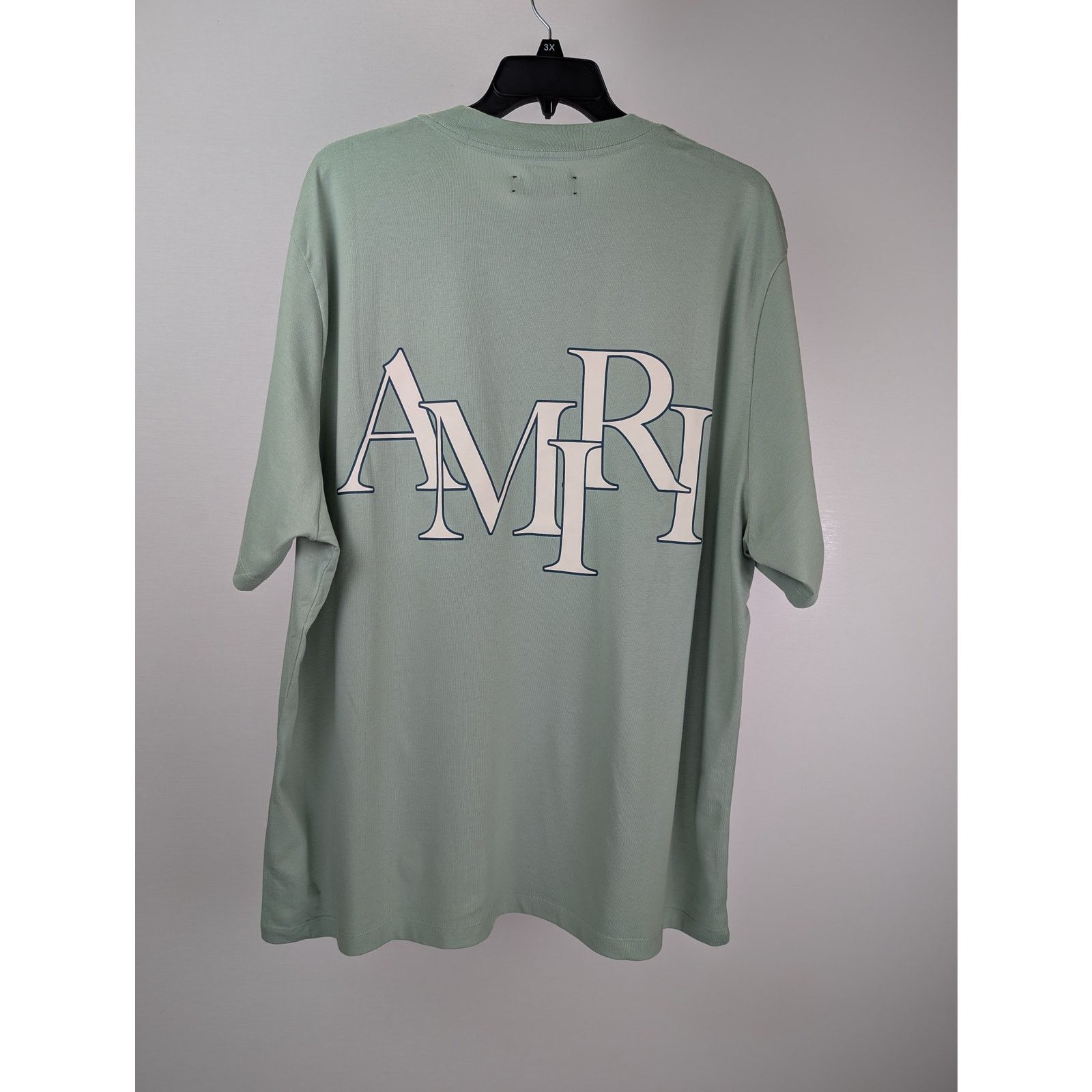 Amiri o1rshd1 Amiri Staggered Logo Tee T-Shirt in Frosty Green 3XL Size US XXL / EU 58 / 5 - 6 Thumbnail