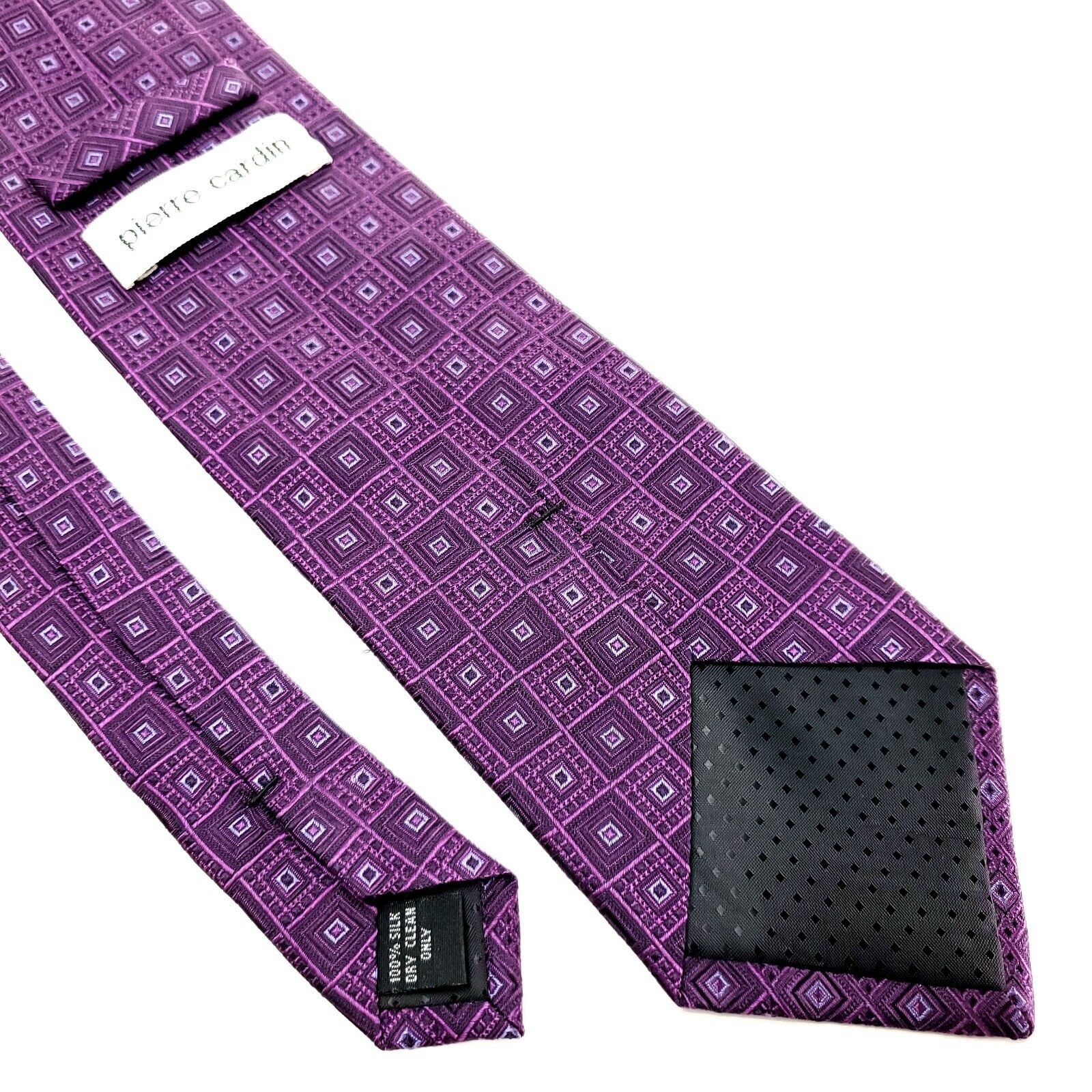 Pierre Cardin Pierre Cardin Silk Tie Woven Purple Geometric Size ONE SIZE - 5 Thumbnail