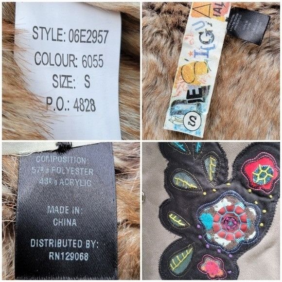 Desigual Desigual Faux Suede Fur Lined Floral Embroidered Crochet Mac Size S / US 4 / IT 40 - 5 Thumbnail