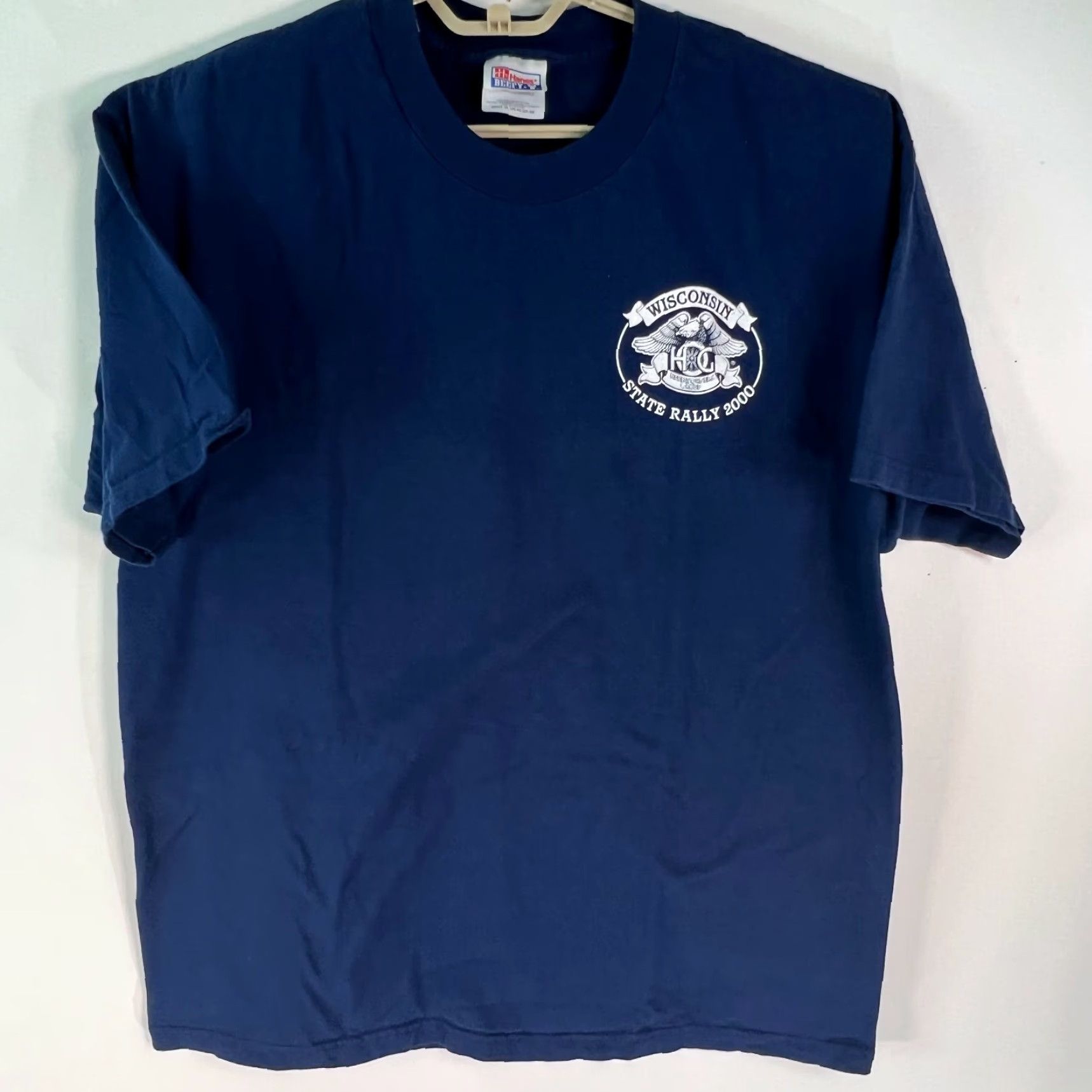 Hanes VINTAGE Hanes Beefy-T Wisconsin Harley Owners Group State Rally 2000 T-Shirt XL Blue Graphic Regular Fit Mens Size US XL / EU 56 / 4 - 4 Thumbnail