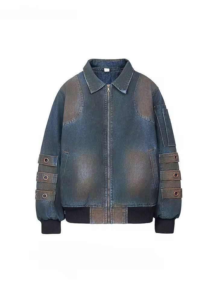 Japanese Brand Retro heavy distressed denim thickened dirty jacket Size US L / EU 52-54 / 3 - 1 Thumbnail