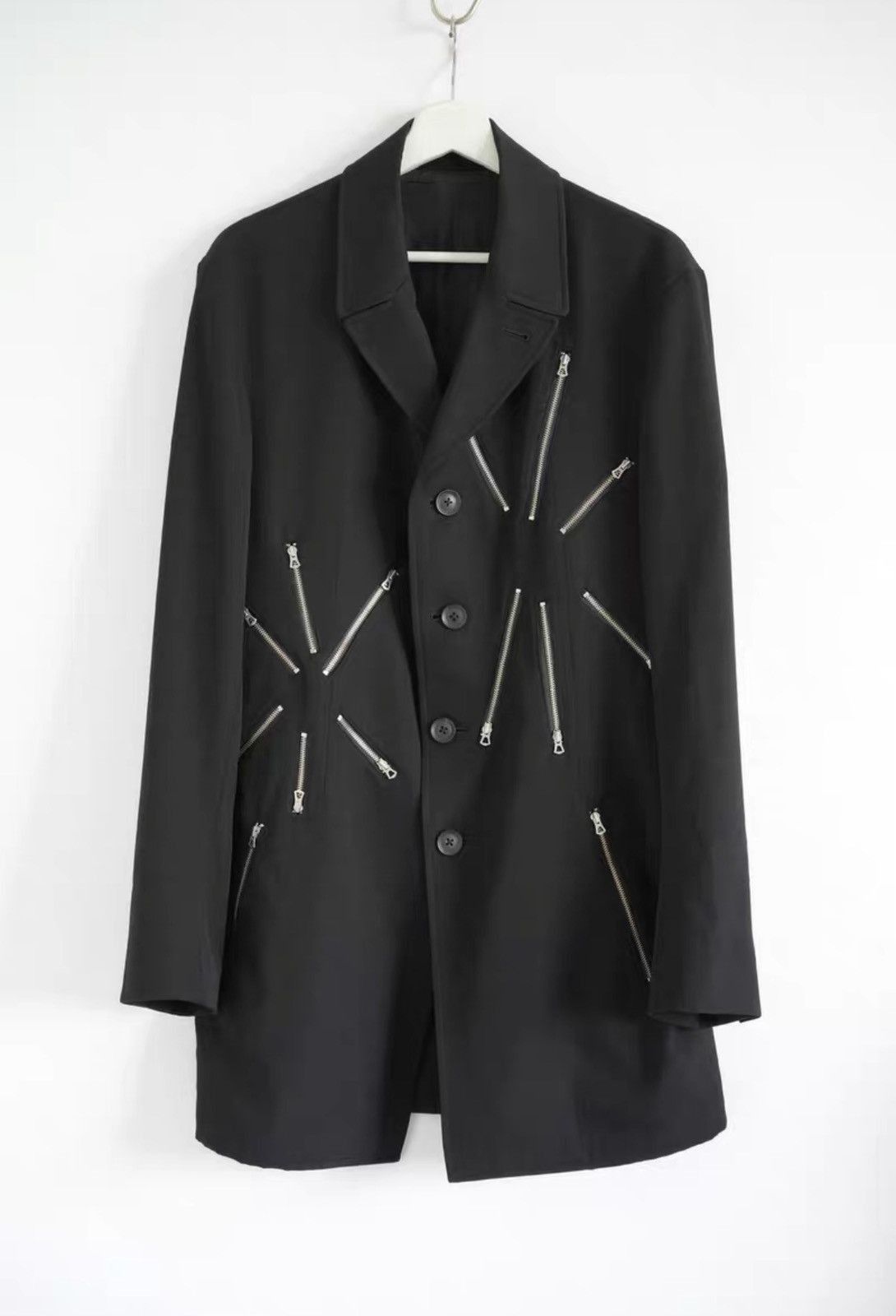Yohji Yamamoto Black Zip-Detailed Button-Up Coat Size M Size US M / EU 48-50 / 2 - 1 Thumbnail