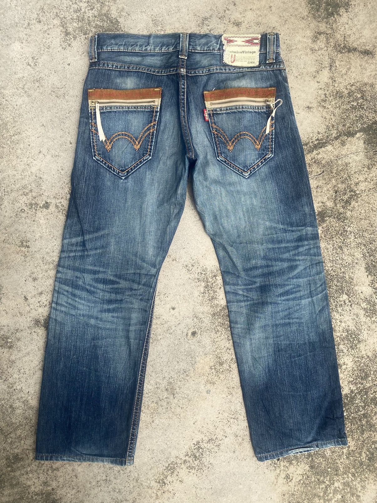 Edwin × Japanese Brand × Vintage Vintage y2k Edwin Faded Loose Denim Jeans Size US 36 / EU 52 - 13 Thumbnail